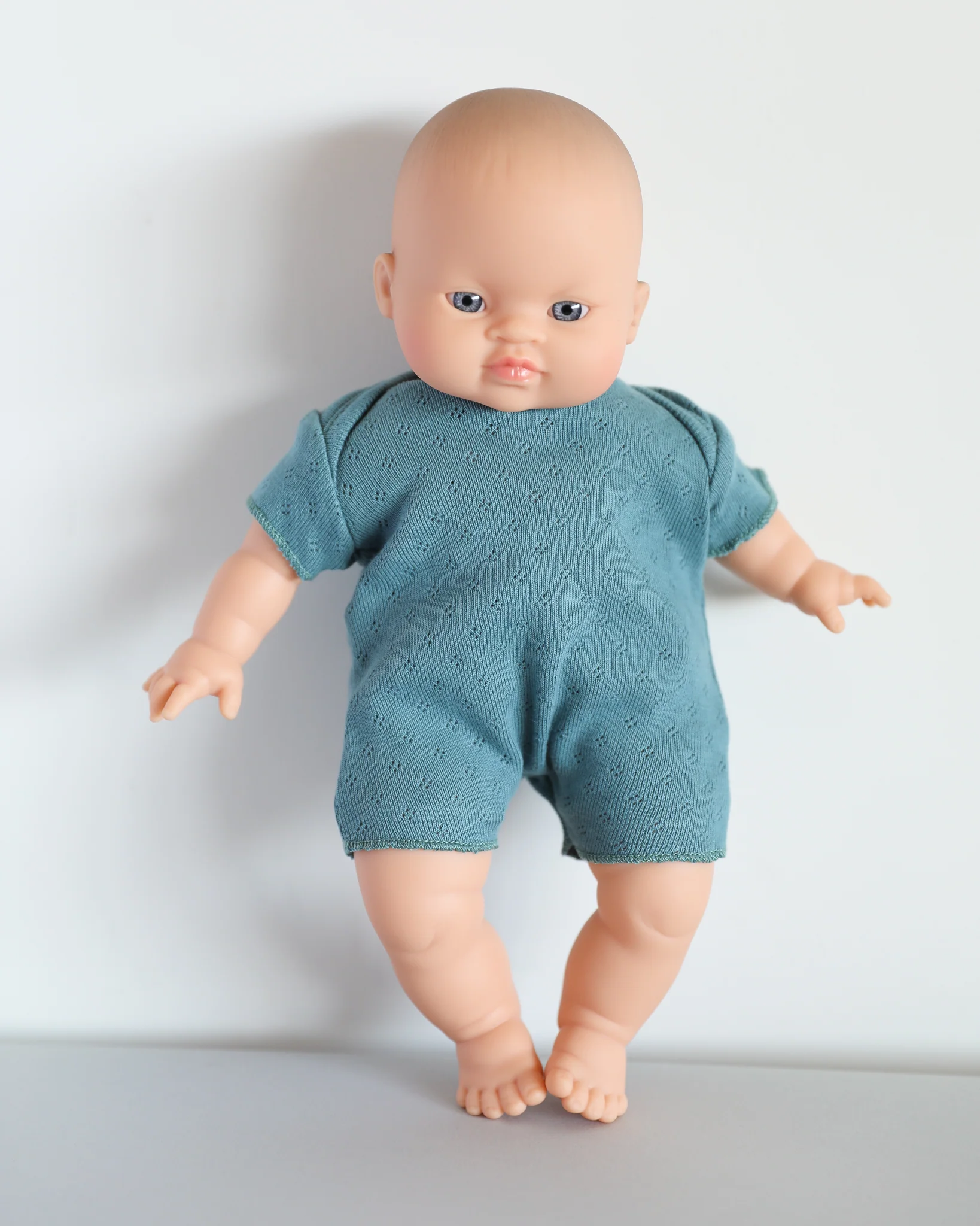 Minikane Doll Clothes | Soft Body Doll Cotton Romper (Blue) - Image 3