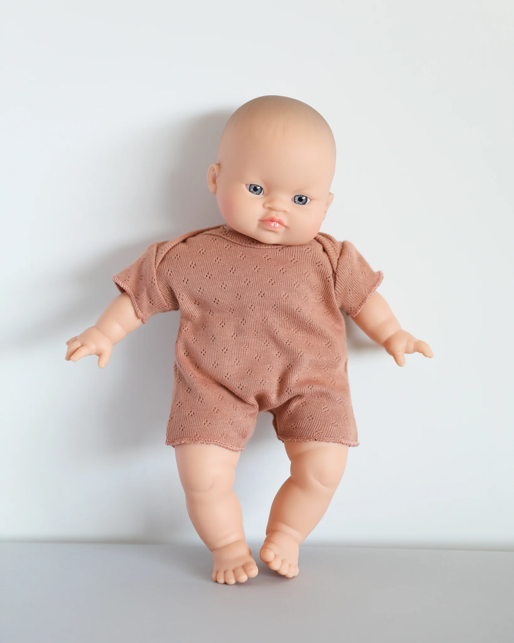 Minikane Doll Clothes | Soft Body Doll Cotton Romper (Brown) - Image 3