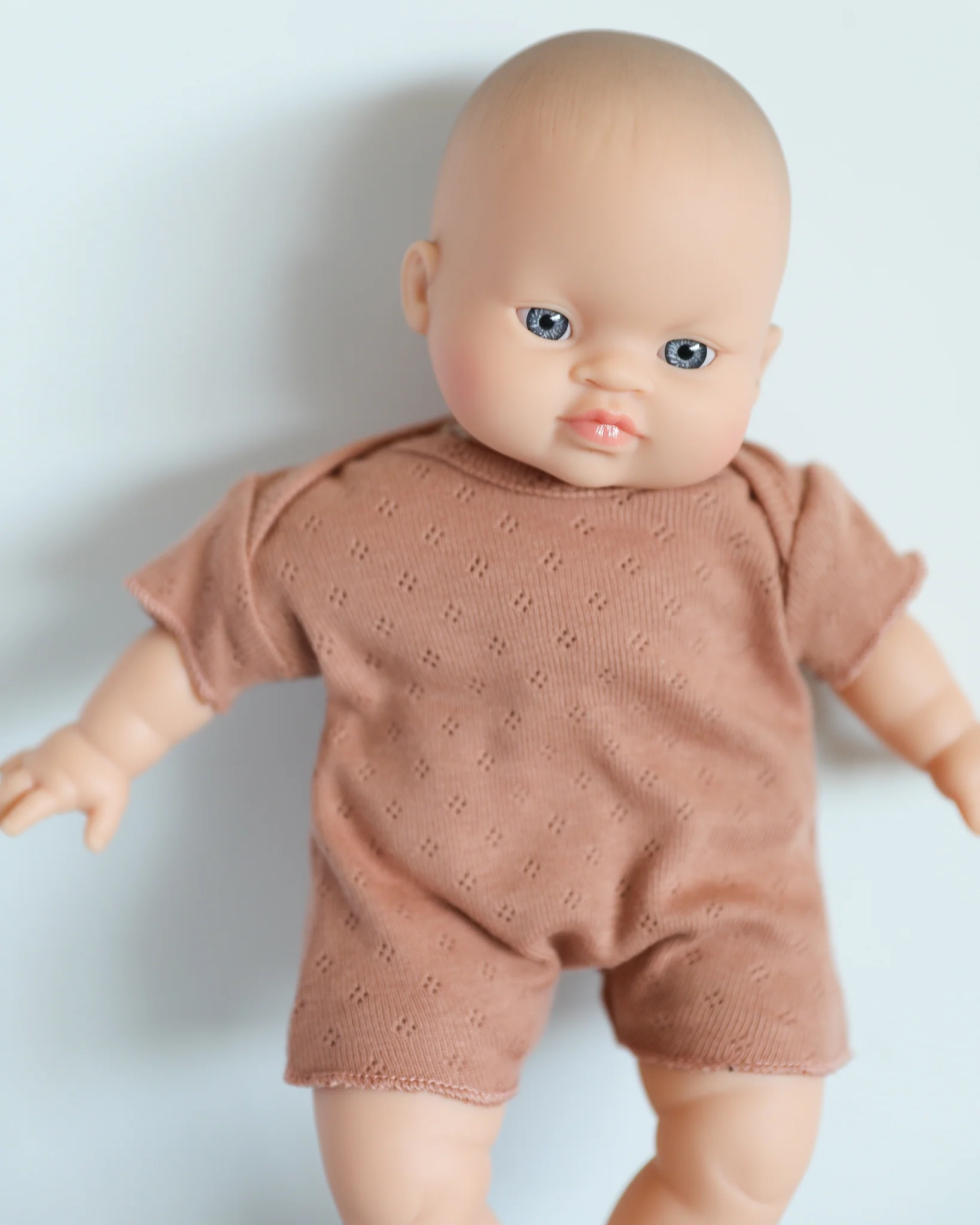 Minikane Doll Clothes | Soft Body Doll Cotton Romper (Brown) - Image 4