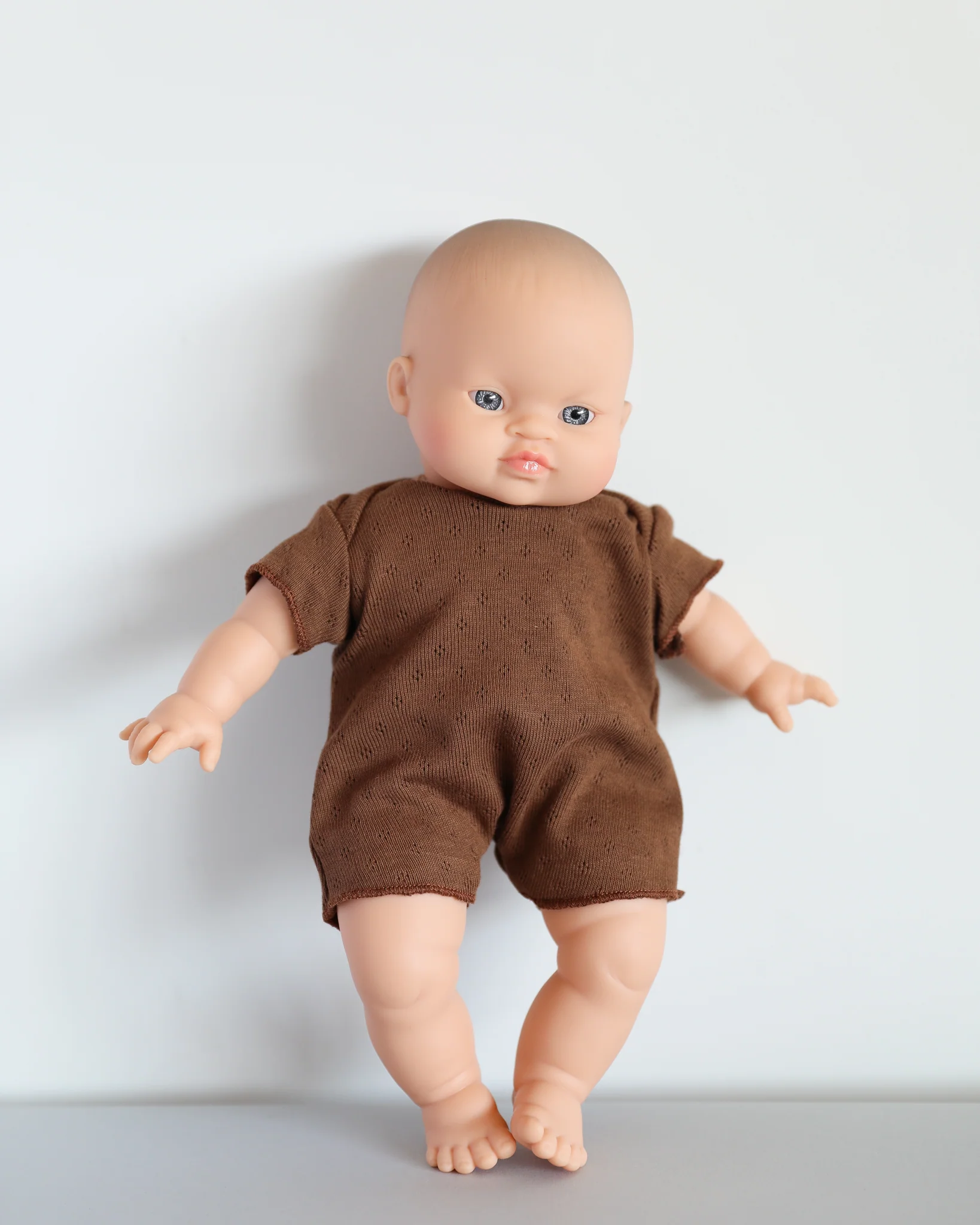 Minikane Doll Clothes | Soft Body Doll Cotton Romper (Chocolate) - Image 3