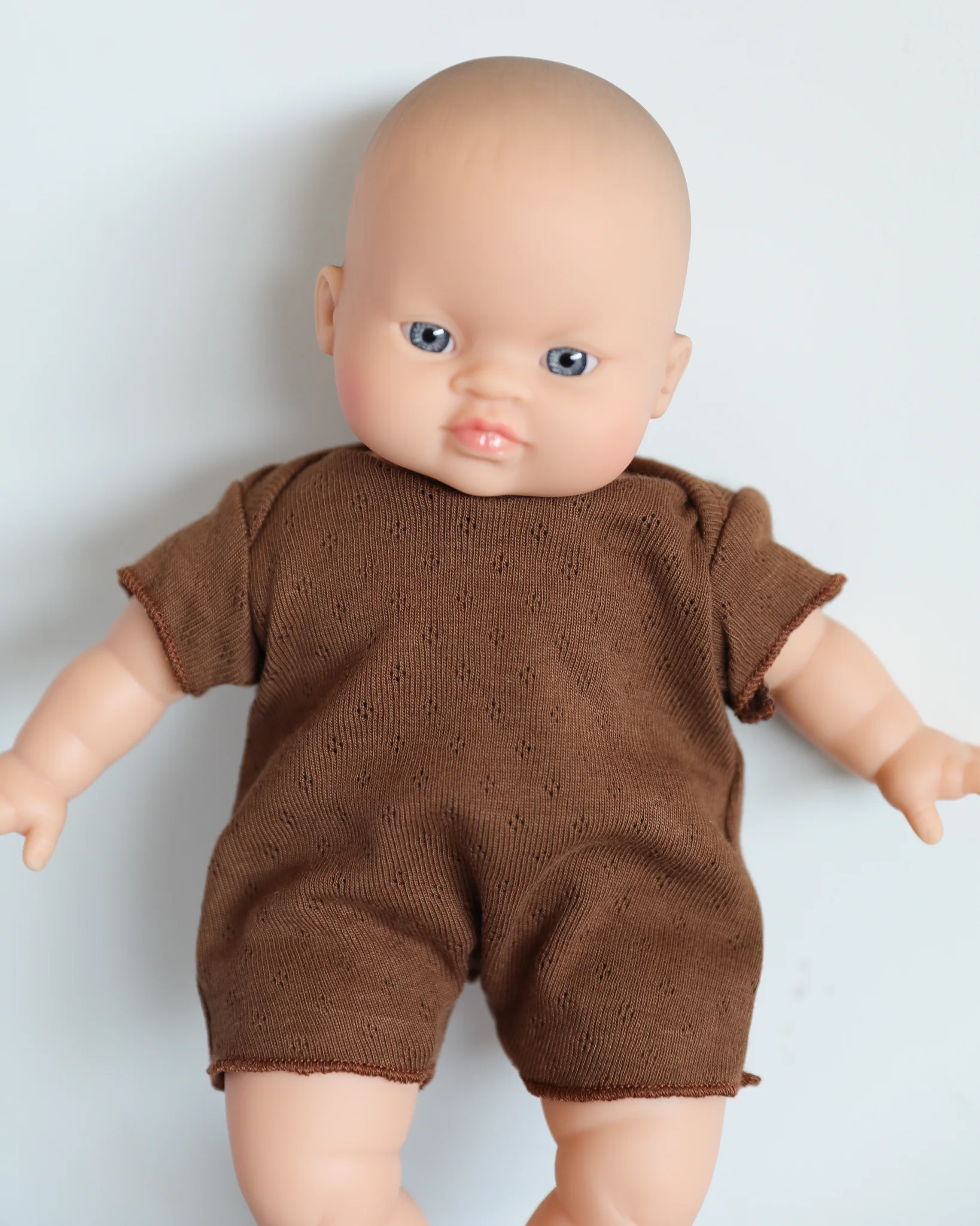 Minikane Doll Clothes | Soft Body Doll Cotton Romper (Chocolate) - Image 4