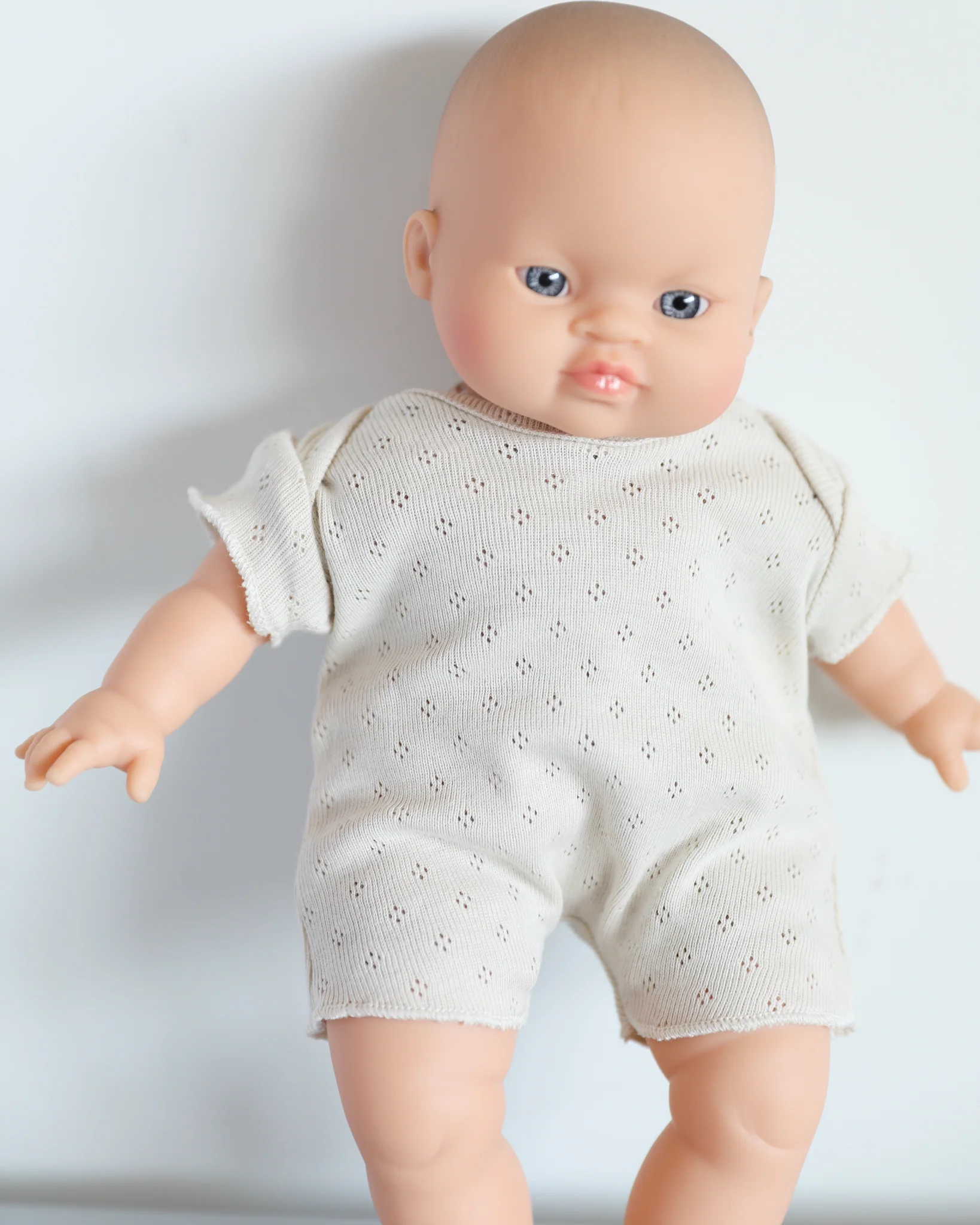 Minikane Doll Clothes | Soft Body Doll Cotton Romper (White) - Image 4