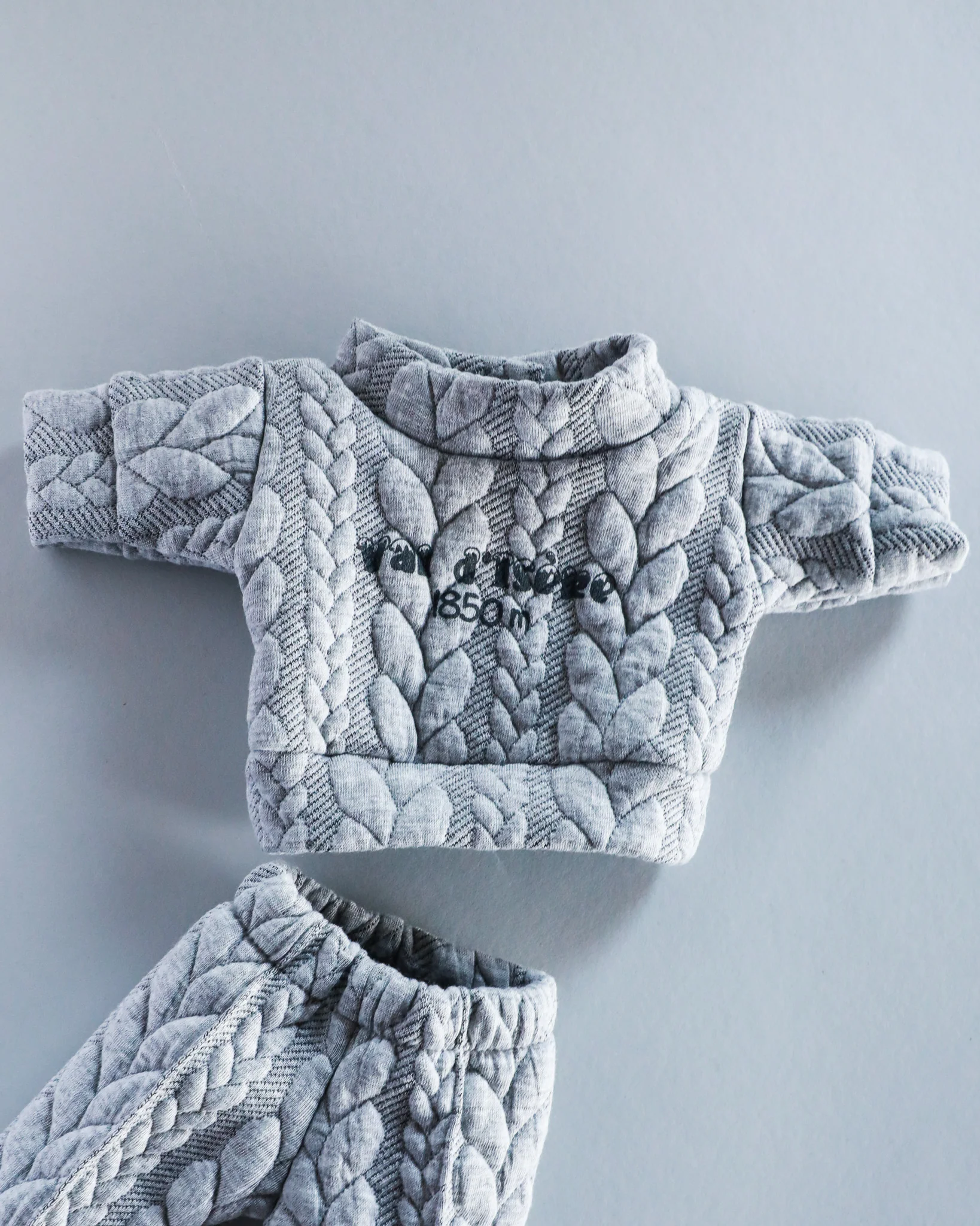 Minikane Doll Clothes | Soft Body Doll Jacquard Sweatshirt Set - Grey (11" dolls) - Image 3