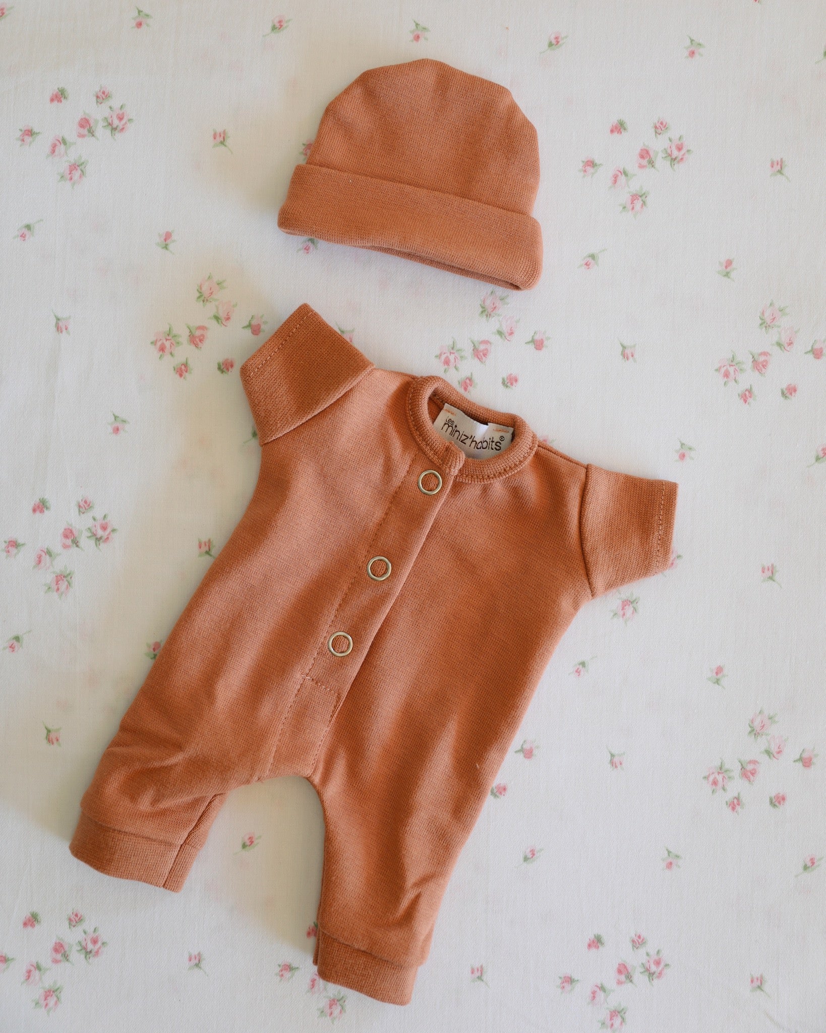 Minikane Doll Clothes | Soft Body Doll Jumpsuit with Hat (Brown) - Image 2