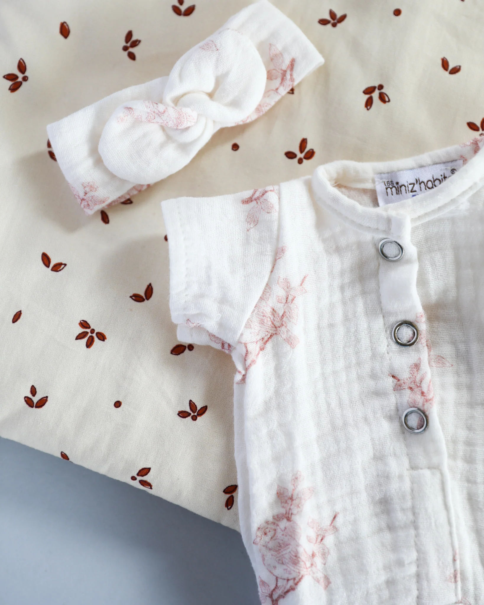 Minikane Doll Clothes | Soft Body Doll Jumpsuit with Headband (Bird Print) - Image 4