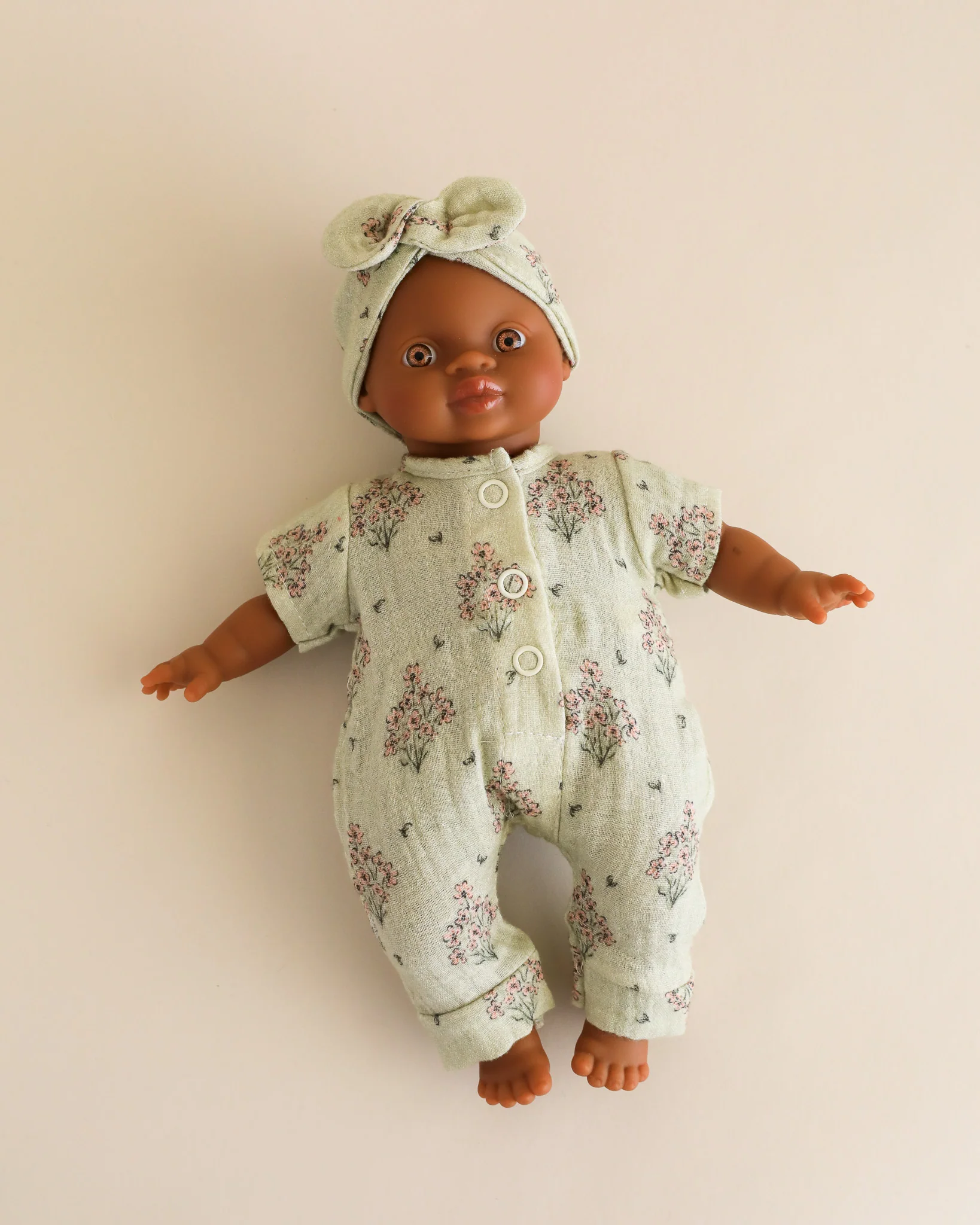 Minikane Doll Clothes | Soft Body Doll Jumpsuit with Headband - Flowers - Image 2