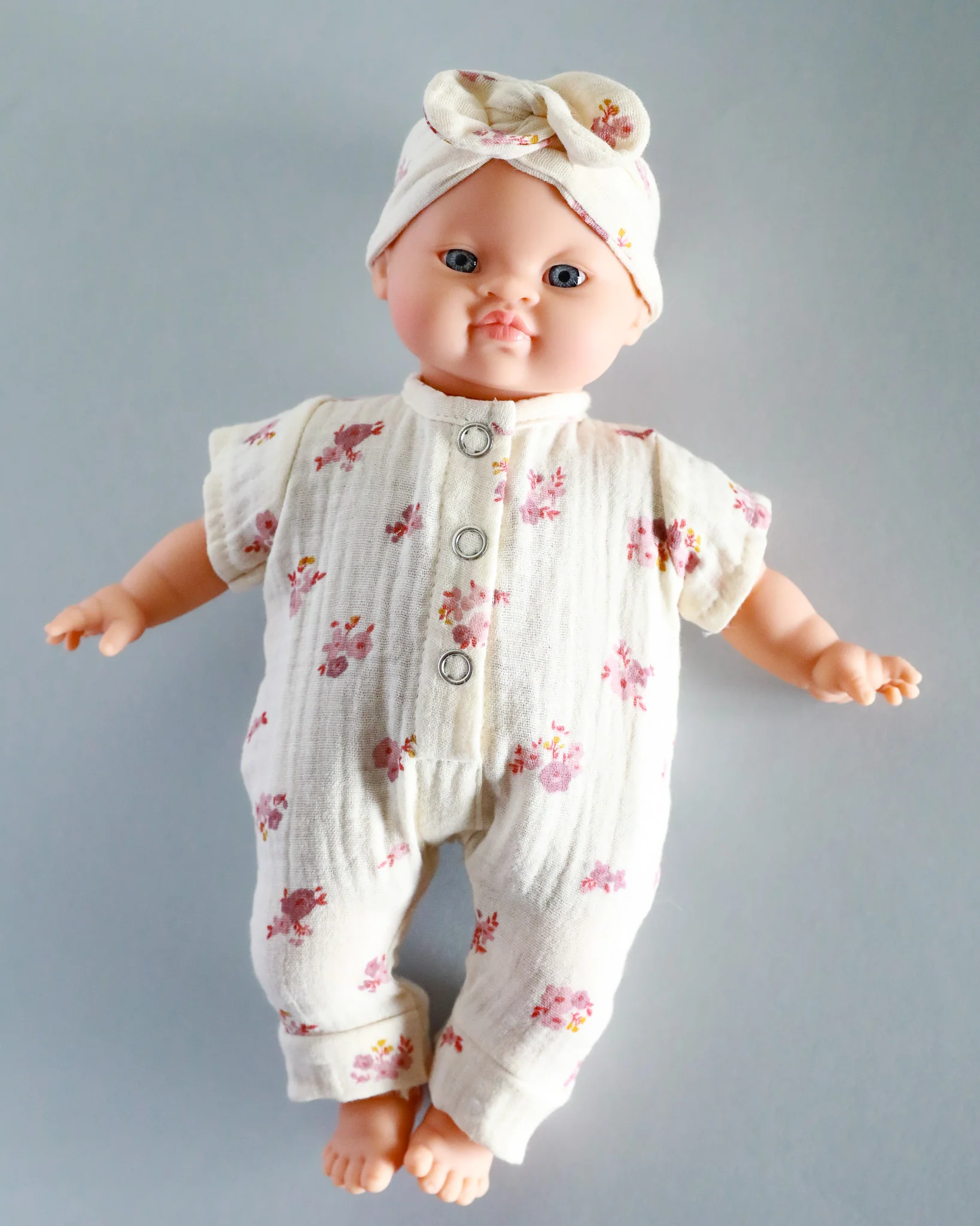 Minikane Doll Clothes | Soft Body Doll Jumpsuit with Headband - Flowers - Image 2