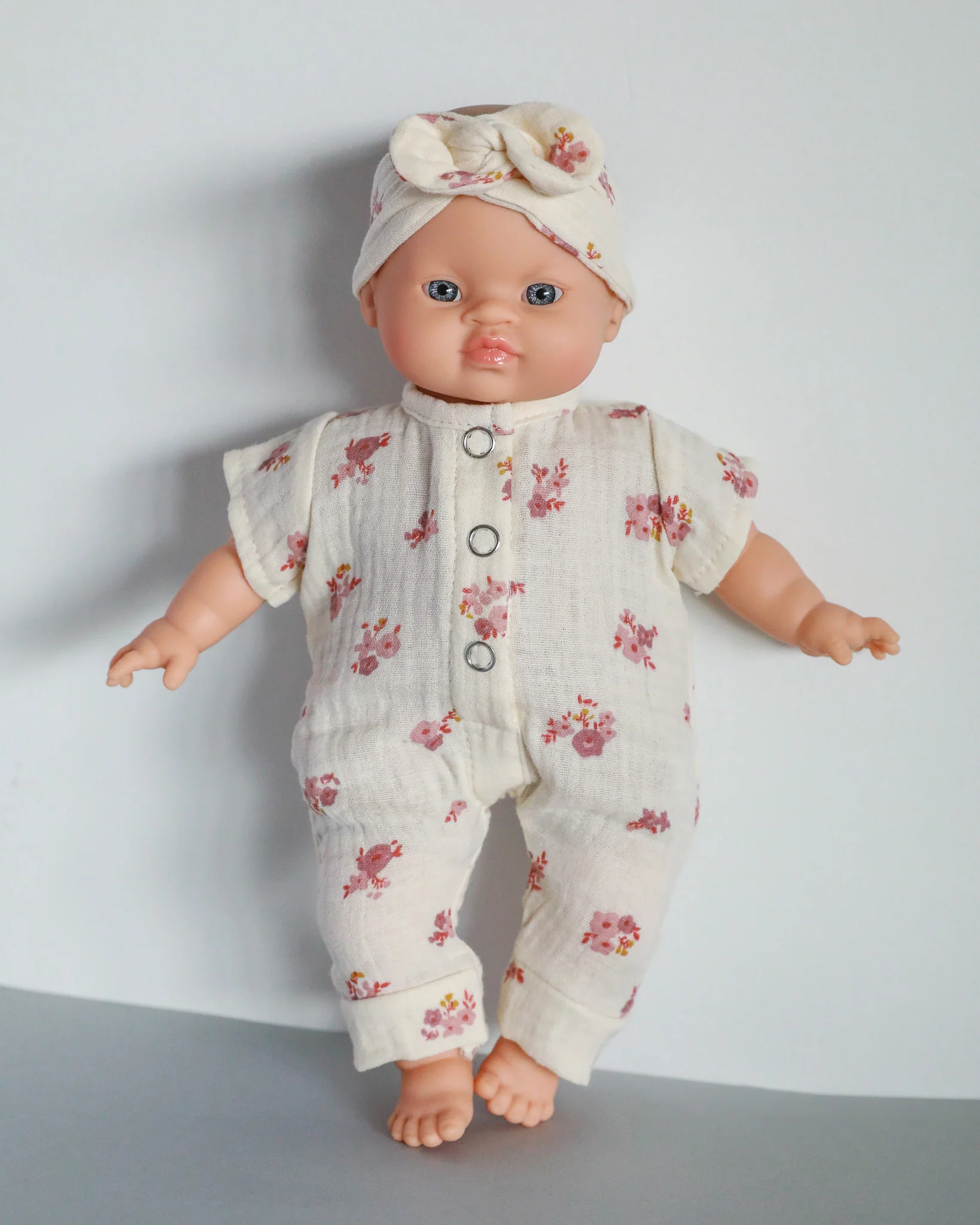 Minikane Doll Clothes | Soft Body Doll Jumpsuit with Headband - Flowers - Image 4