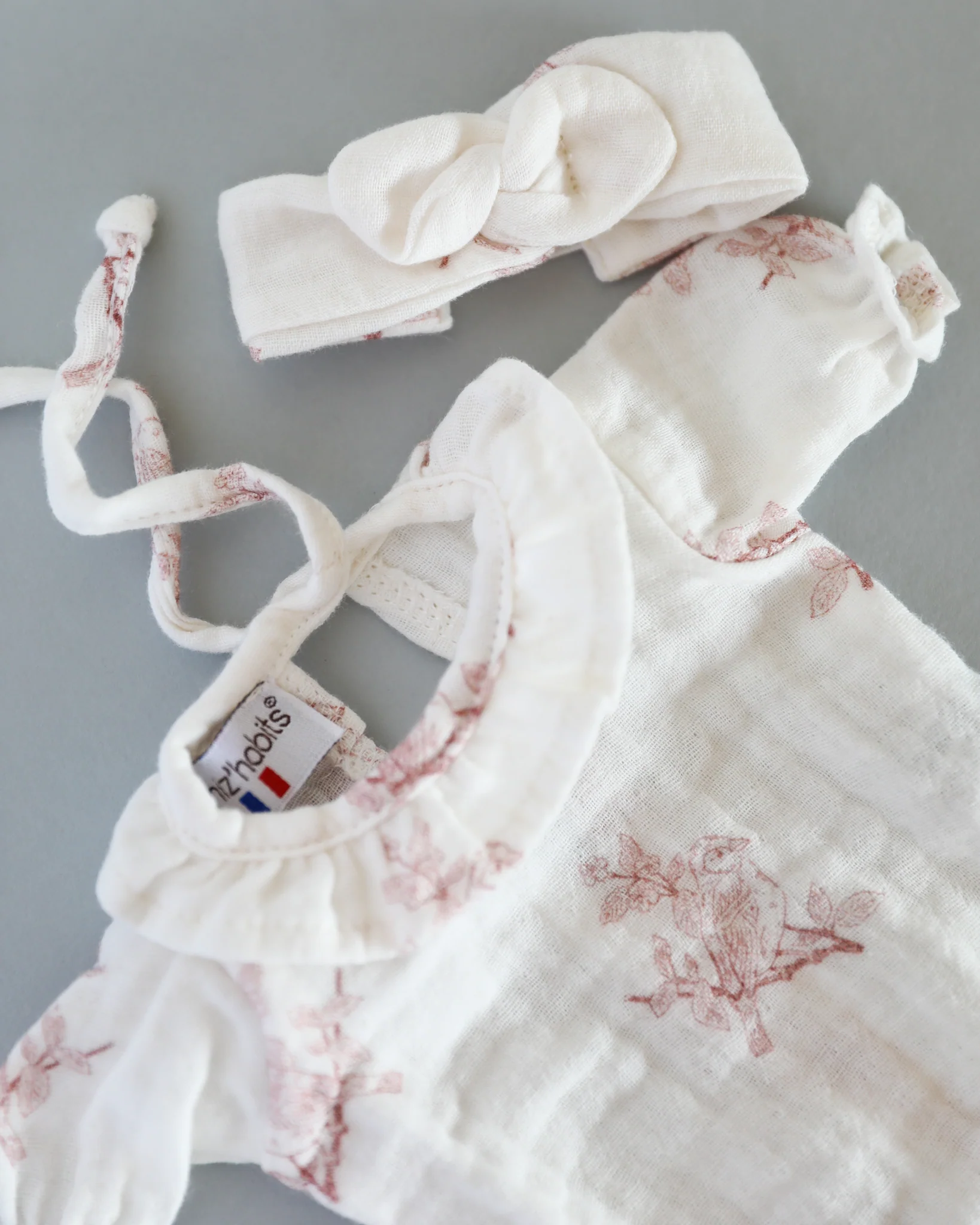 Minikane Doll Clothes | Soft Body Doll Onesie with Headband (Bird Print) - Image 3