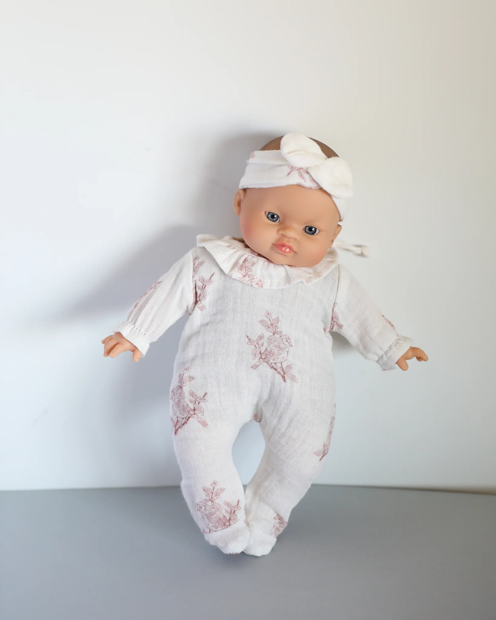 Minikane Doll Clothes | Soft Body Doll Onesie with Headband (Bird Print) - Image 5