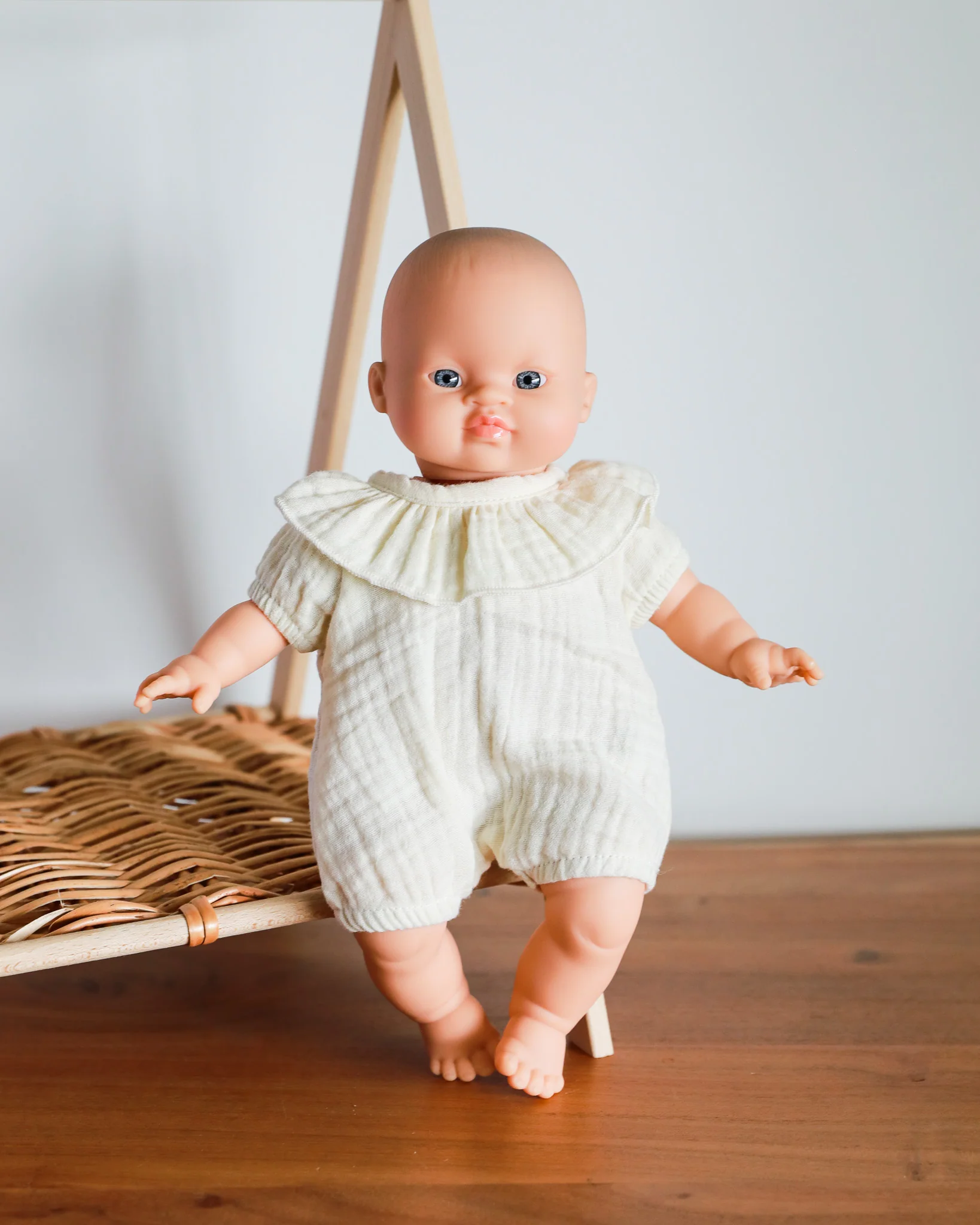 Minikane Doll Clothes | Soft Body Doll Romper - Off White - Image 5