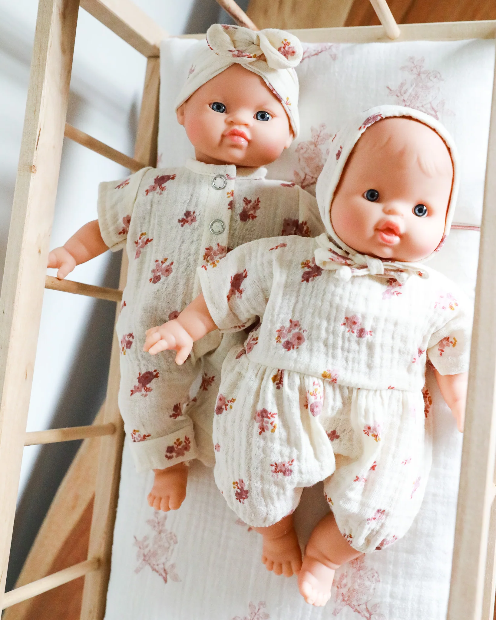 Minikane Doll Clothes | Soft Body Doll Romper with Bonnet - Flowers - Image 6