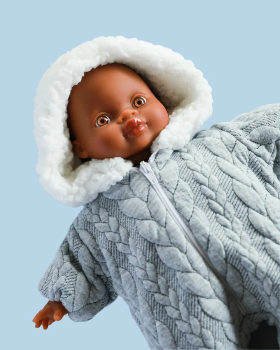 Minikane Doll Clothes | Soft Body Doll Snowsuit - Grey - Image 5