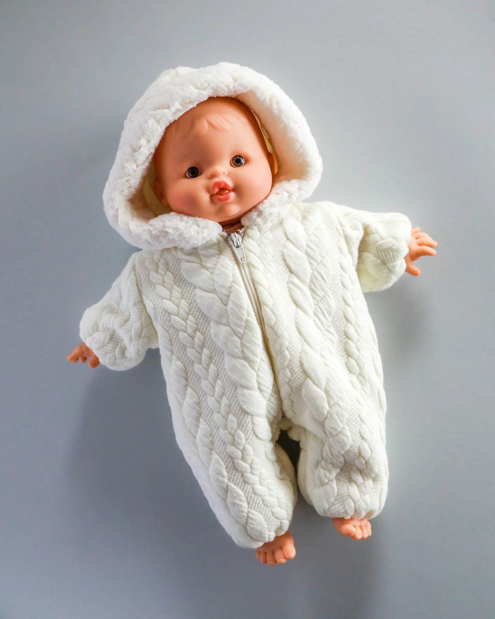 Minikane Doll Clothes | Soft Body Doll Snowsuit - White - Image 2