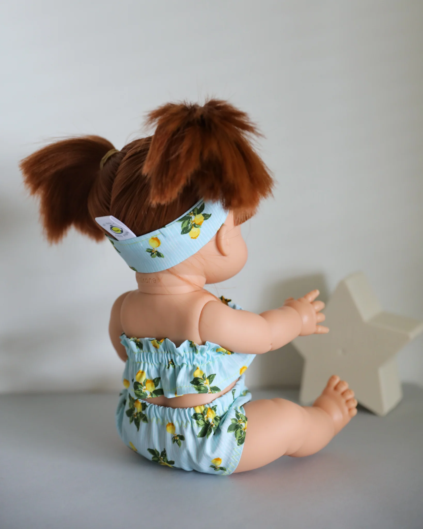 Minikane Doll Clothes | Two-Piece Lemon Swimsuit with Headband - Image 5