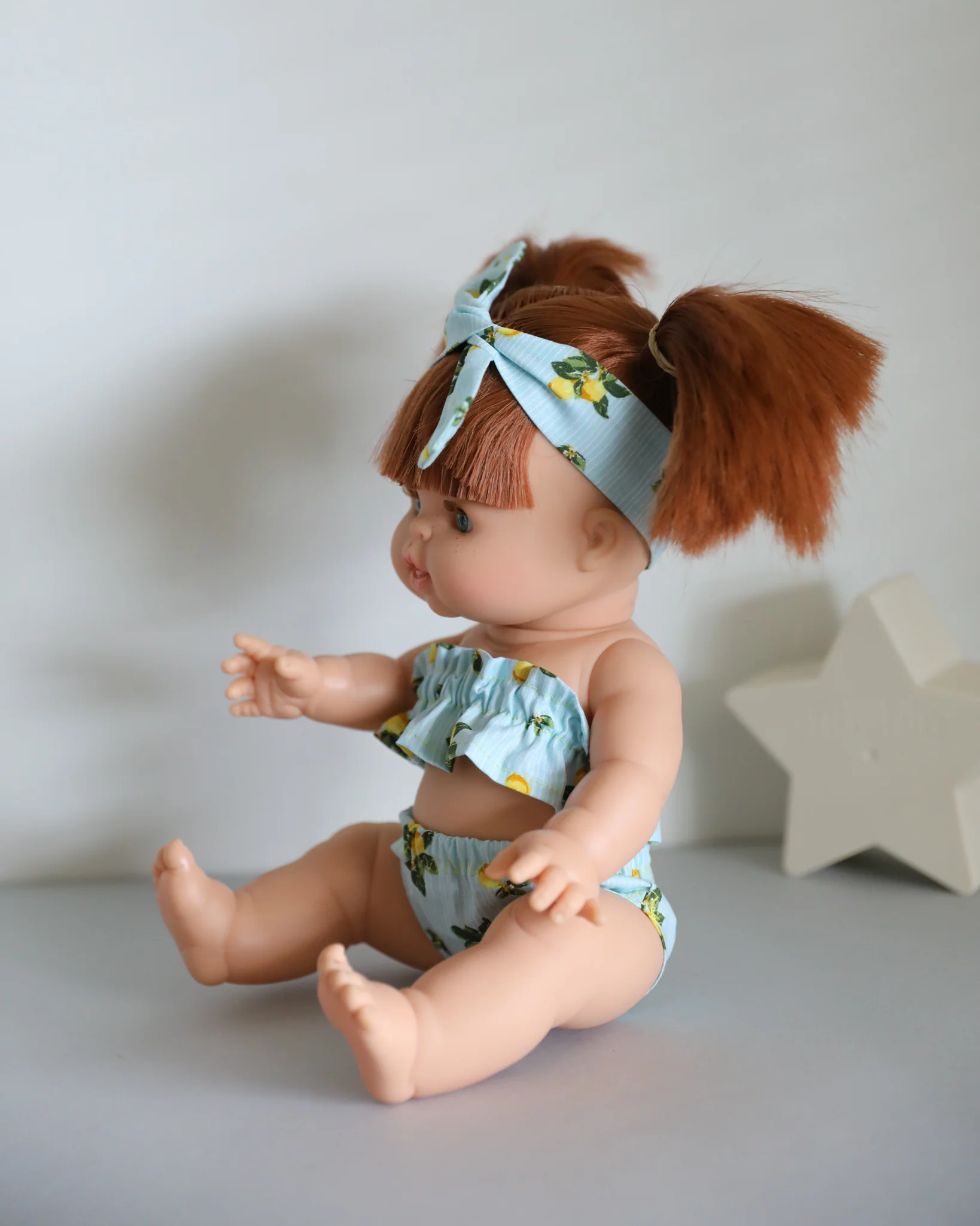 Minikane Doll Clothes | Two-Piece Lemon Swimsuit with Headband - Image 6