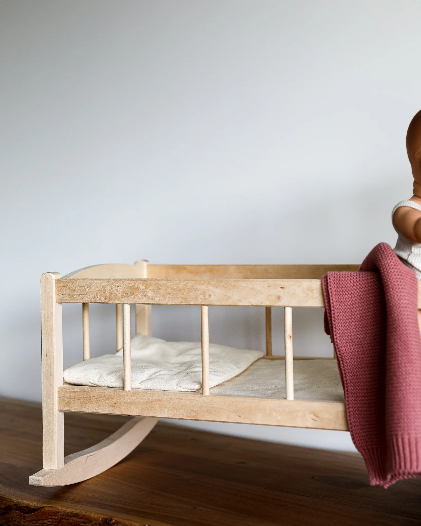 Minikane Doll Furniture | Wooden Baby Doll Cradle Bed - Image 3