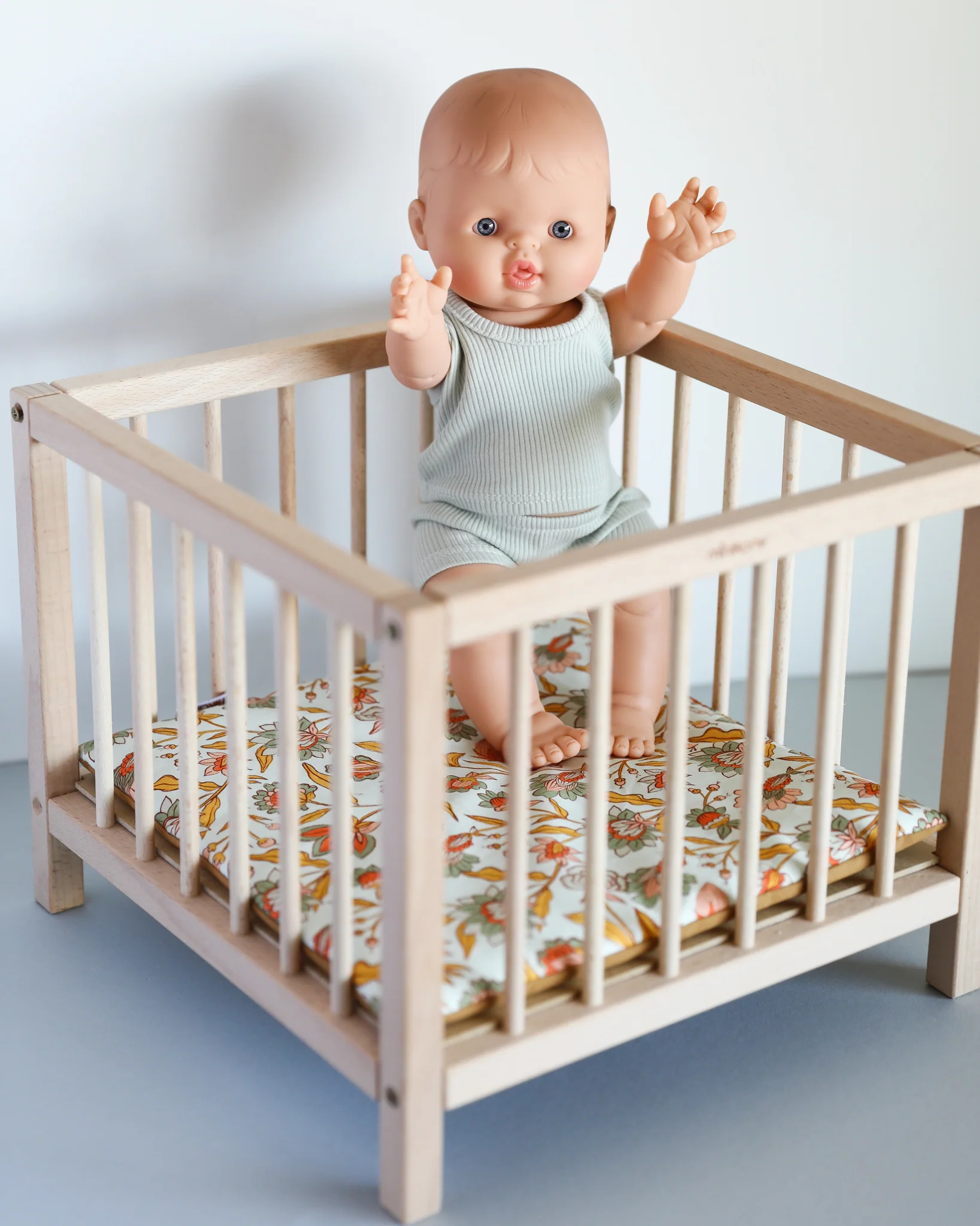 Minikane Doll Furniture | Baby Doll Playpen - Flower Print - Image 5