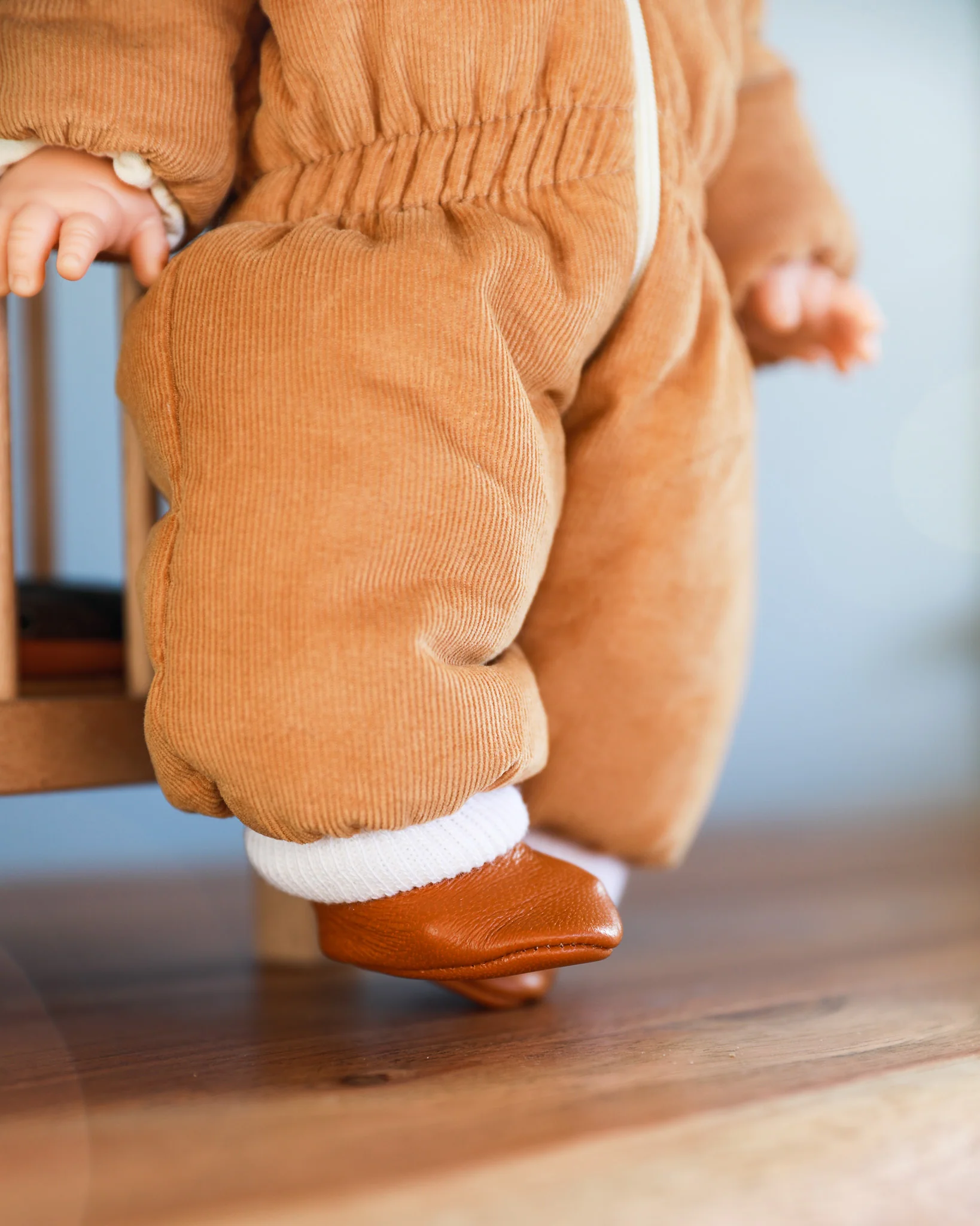 Minikane Doll Shoes | Doll Slipper Socks - Brown - Image 4