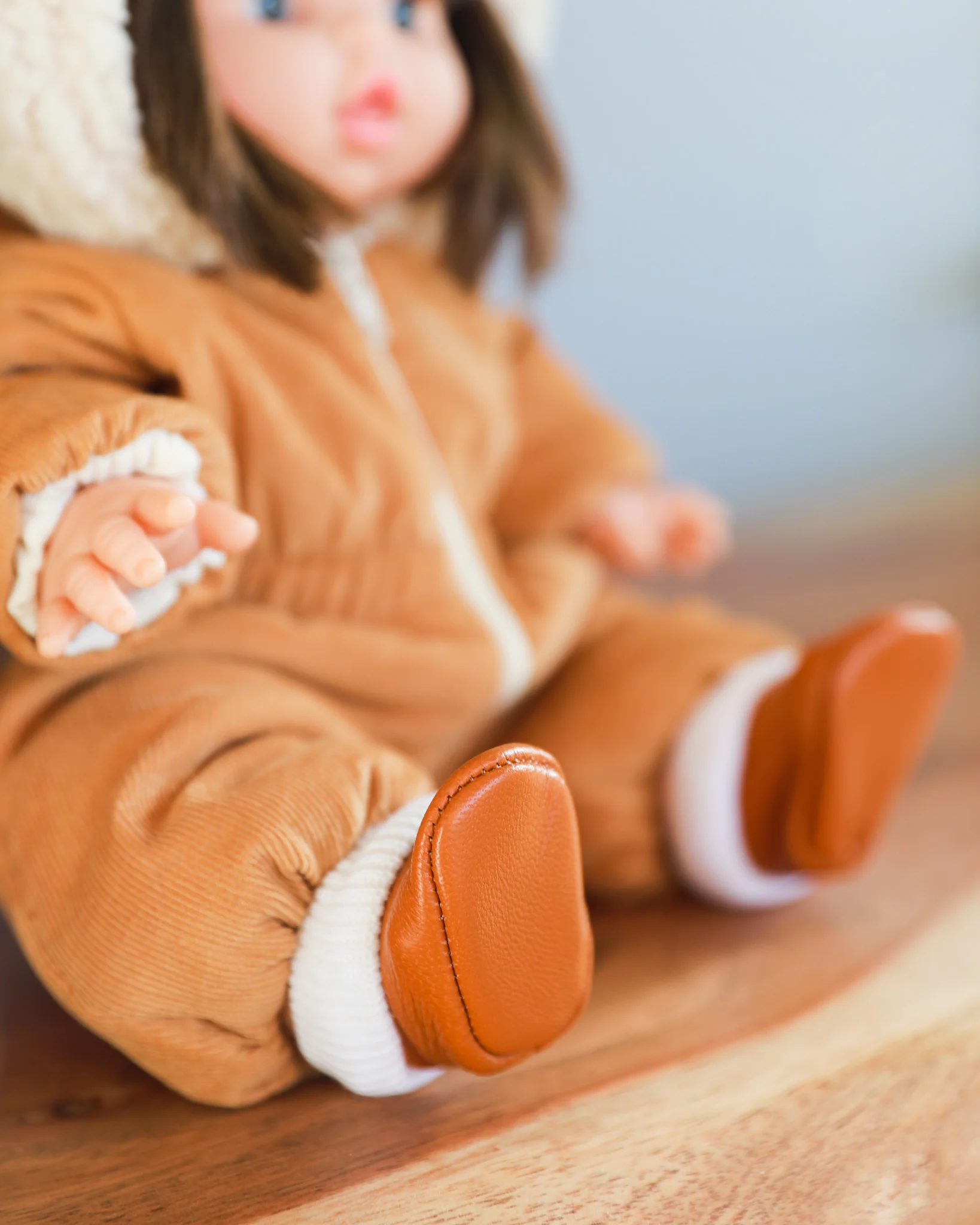 Minikane Doll Shoes | Doll Slipper Socks - Brown - Image 5