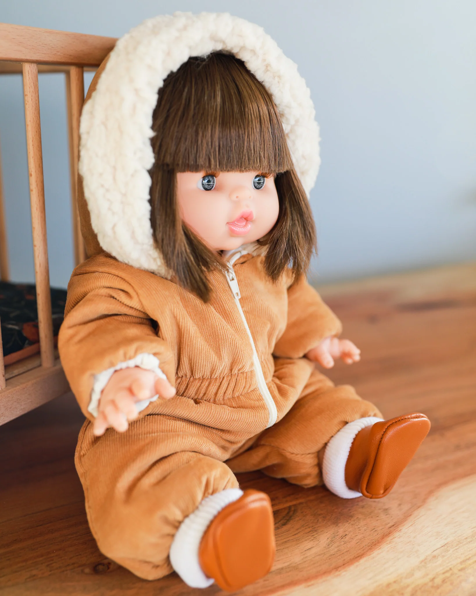 Minikane Doll Shoes | Doll Slipper Socks - Brown - Image 6