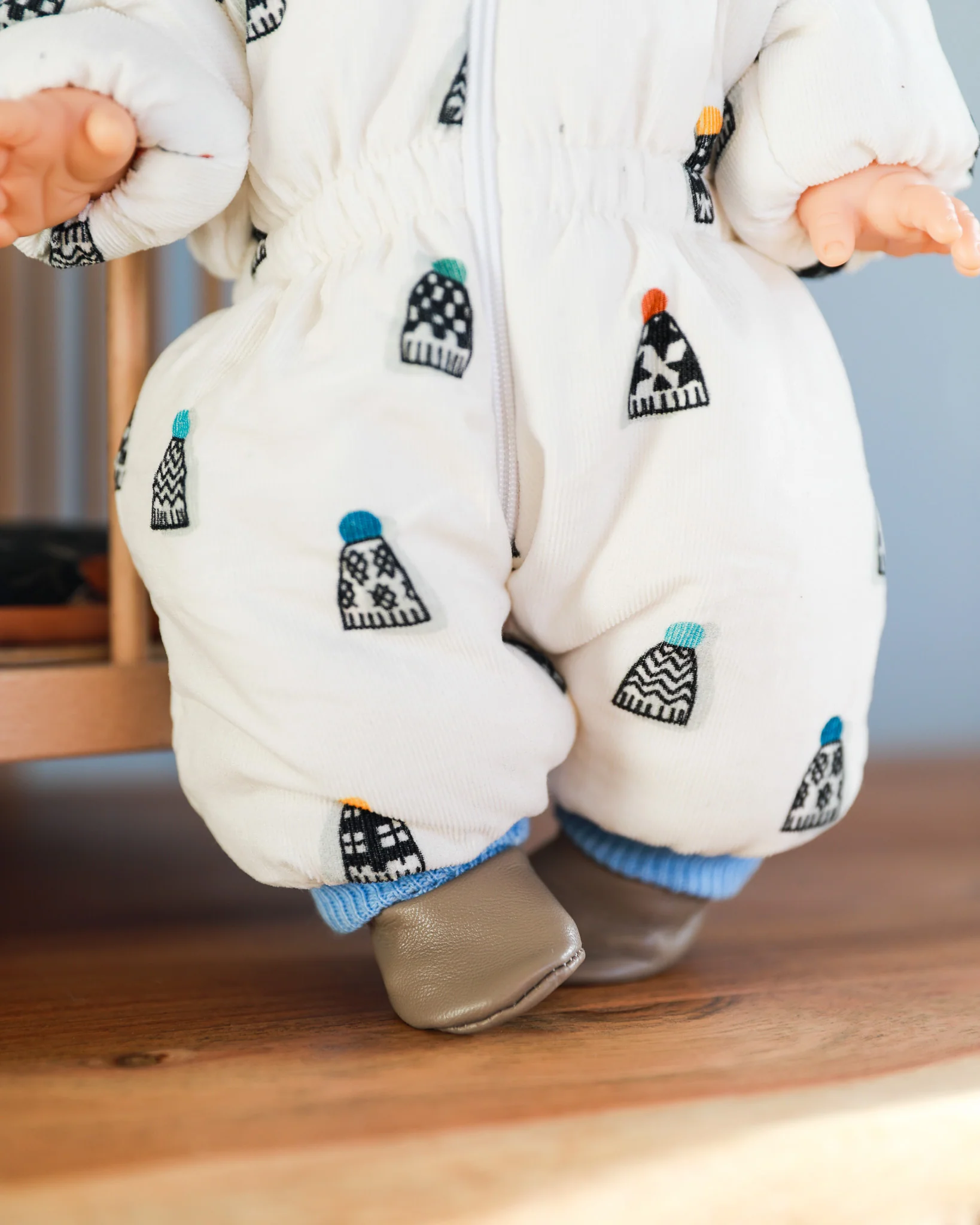 Minikane Doll Shoes | Doll Slipper Socks - Grey - Image 3