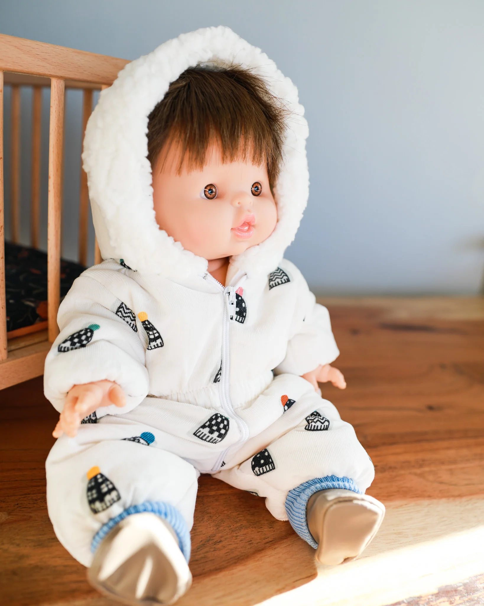 Minikane Doll Shoes | Doll Slipper Socks - Grey - Image 5