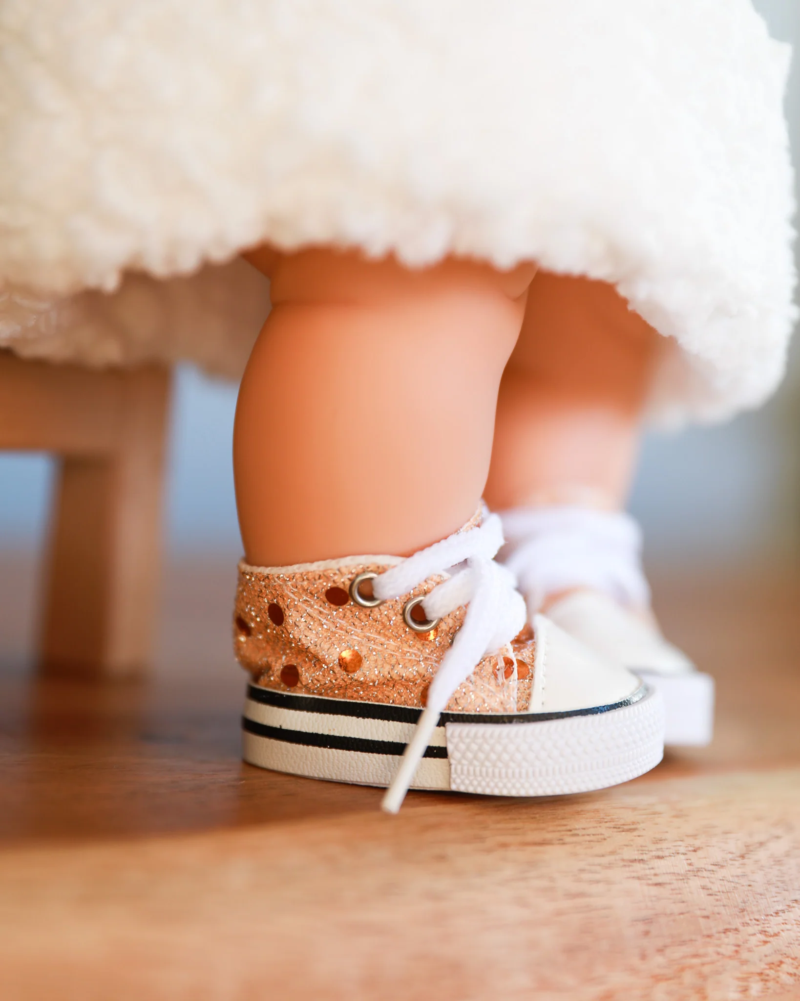 Minikane Doll Shoes | Doll Sneakers - Gold Sequin - Image 4