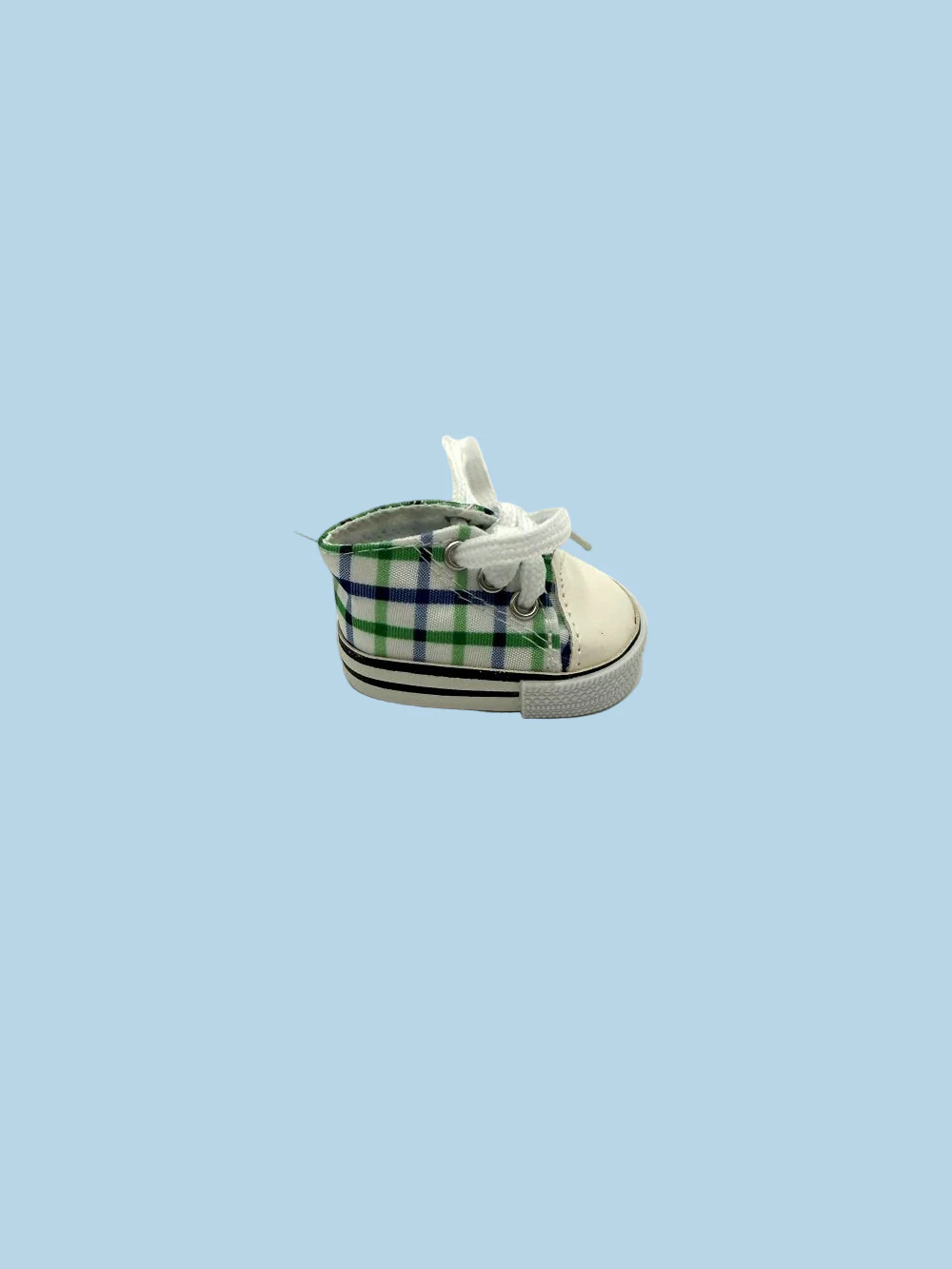 Minikane Doll Shoes | Doll Sneakers - Navy Green Plaid (13" dolls) - Image 3