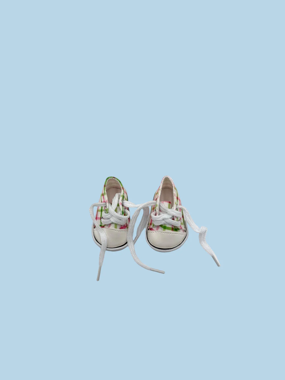Minikane Doll Shoes | Doll Sneakers - Pink Green Plaid (13" dolls) - Image 4