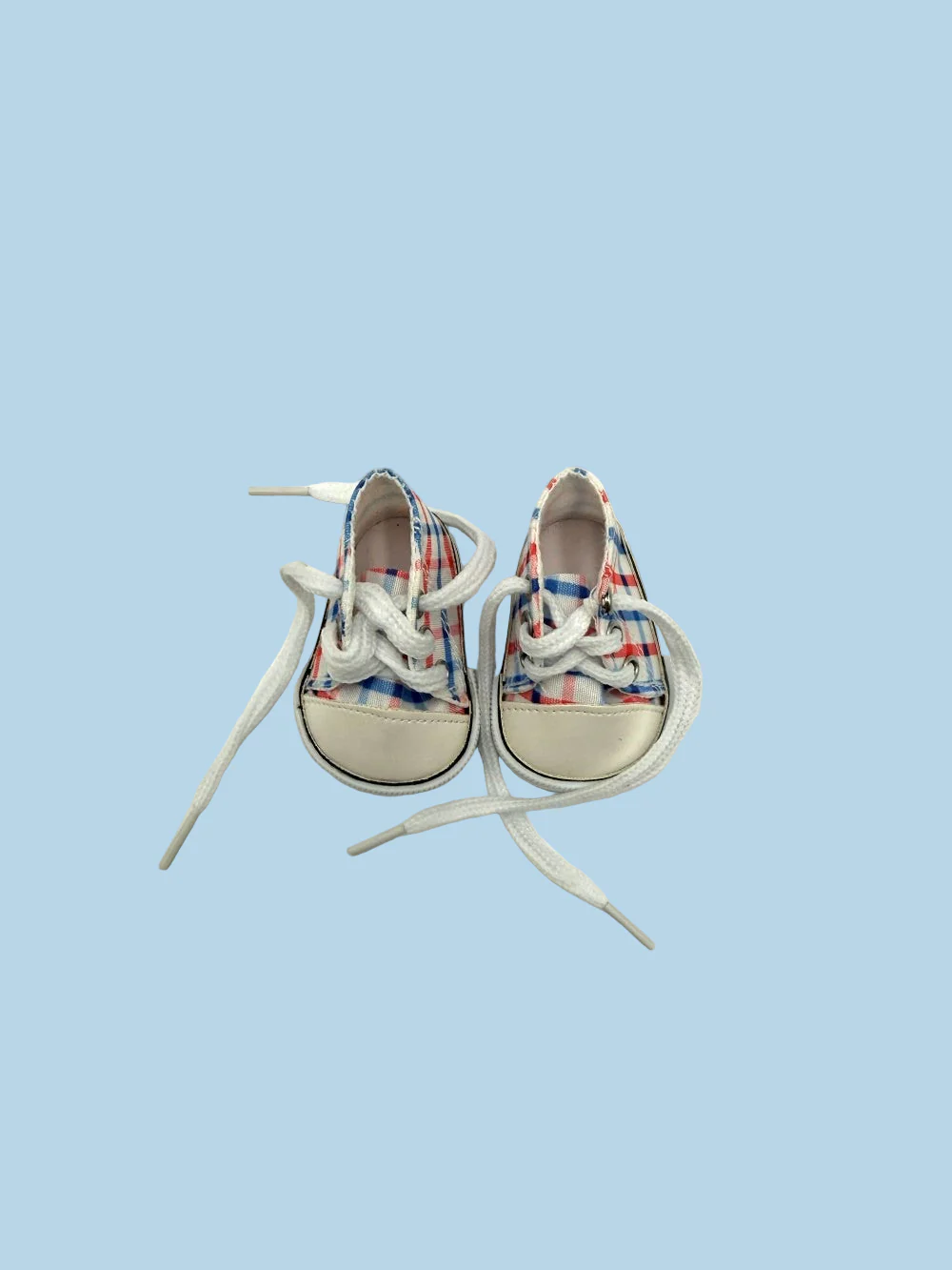 Minikane Doll Shoes | Doll Sneakers - Red Blue Plaid (13" dolls) - Image 3