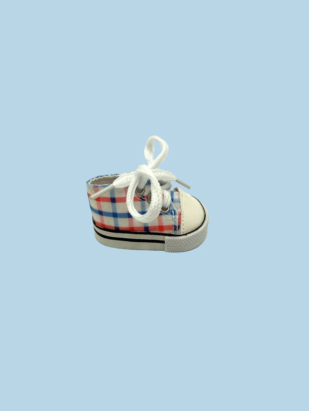 Minikane Doll Shoes | Doll Sneakers - Red Blue Plaid (13" dolls) - Image 4