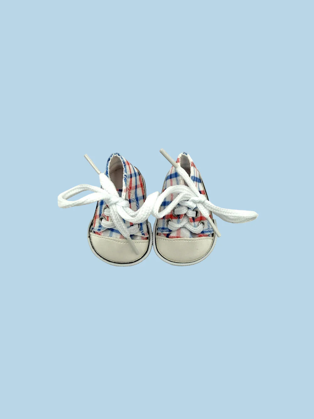 Minikane Doll Shoes | Doll Sneakers - Red Blue Plaid (13" dolls) - Image 5