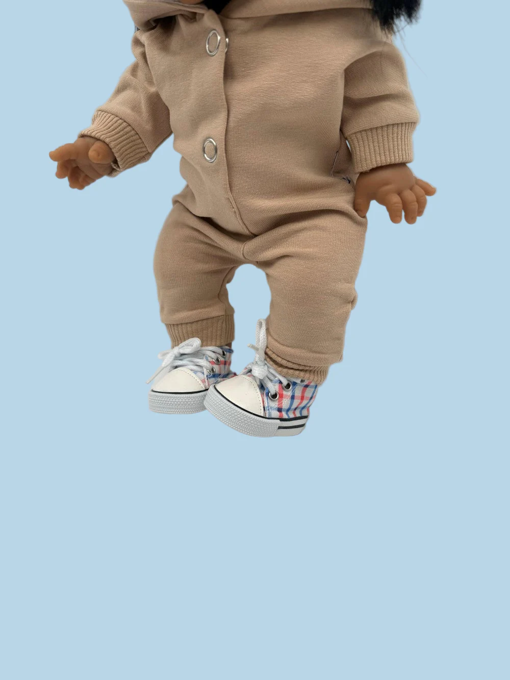 Minikane Doll Shoes | Doll Sneakers - Red Blue Plaid (13" dolls) - Image 7