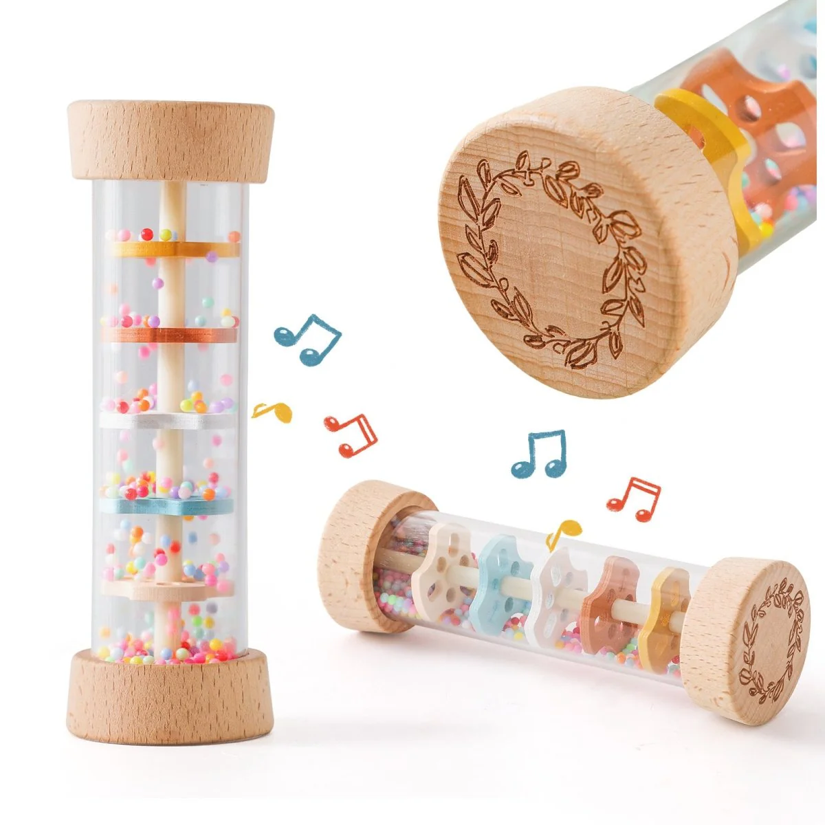 Wooden Rain Sound Cylinder: Montessori Sensory Toy for Auditory Development - Image 3