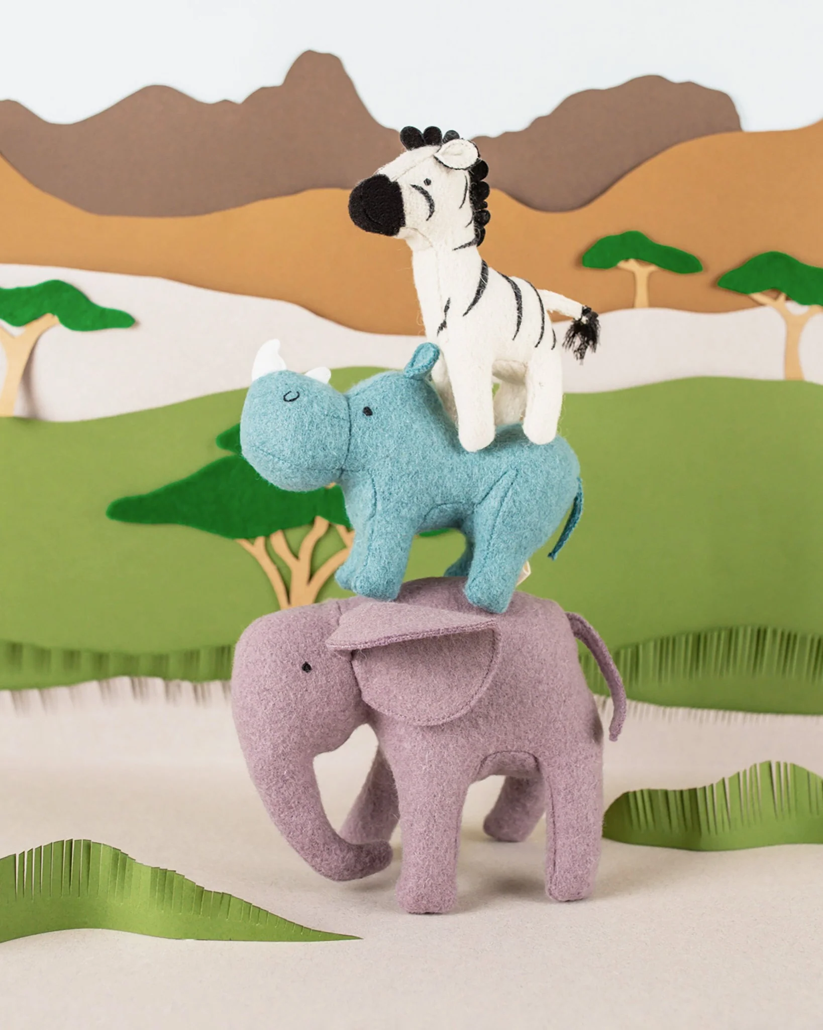 Olli Ella | Holdie Folk Felt Safari Animals (set of 3) - Image 2