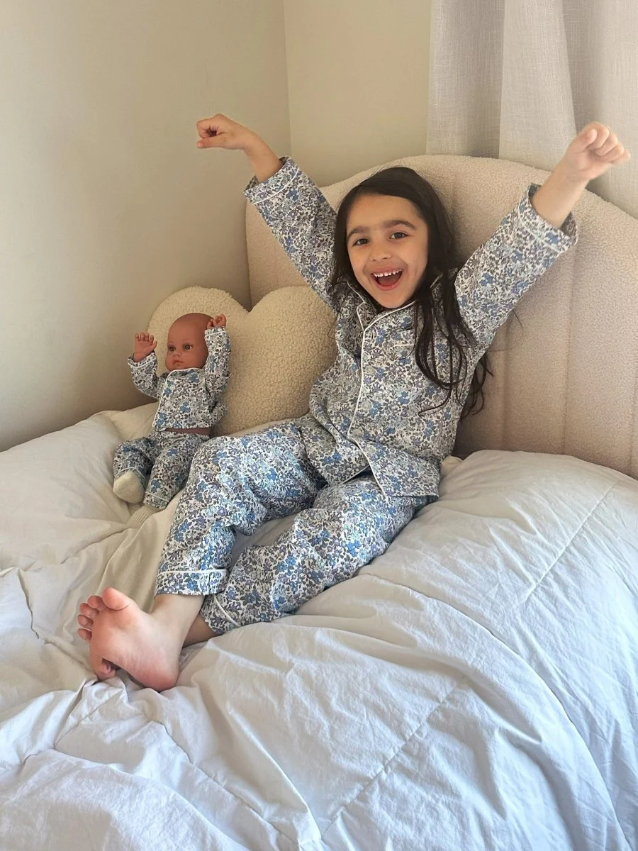 Petite Plume | Kids Pajama Set in Fleur D'Azur - Image 4