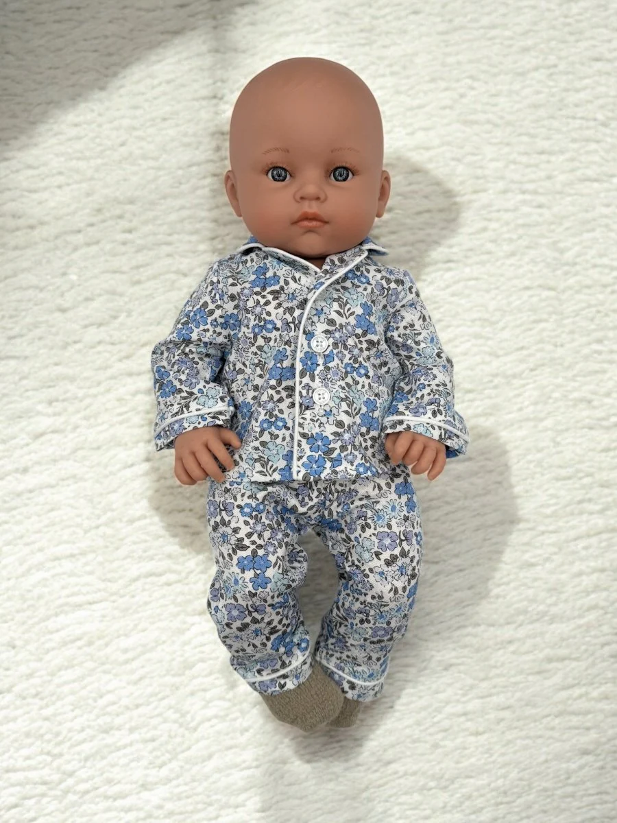 Petite Plume | Doll Pajama Set in Fleur D'Azur - Image 7