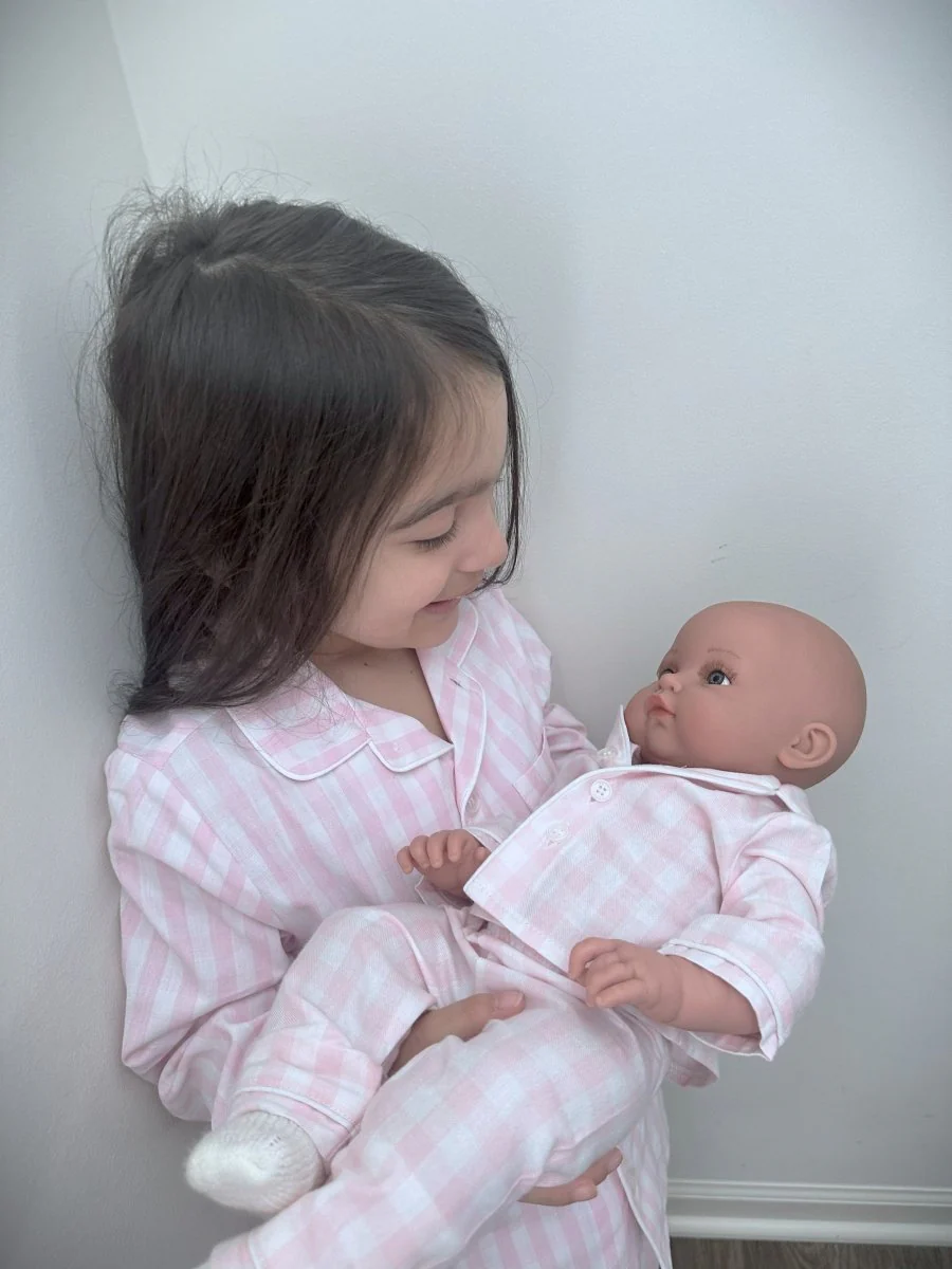 Petite Plume | Doll Pajama Set in Pink Gingham (18" dolls) - Image 2
