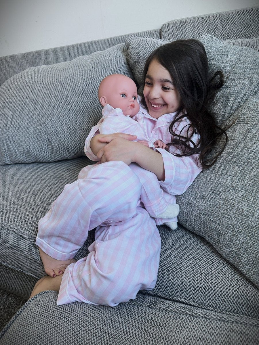 Petite Plume | Doll Pajama Set in Pink Gingham (18" dolls) - Image 3