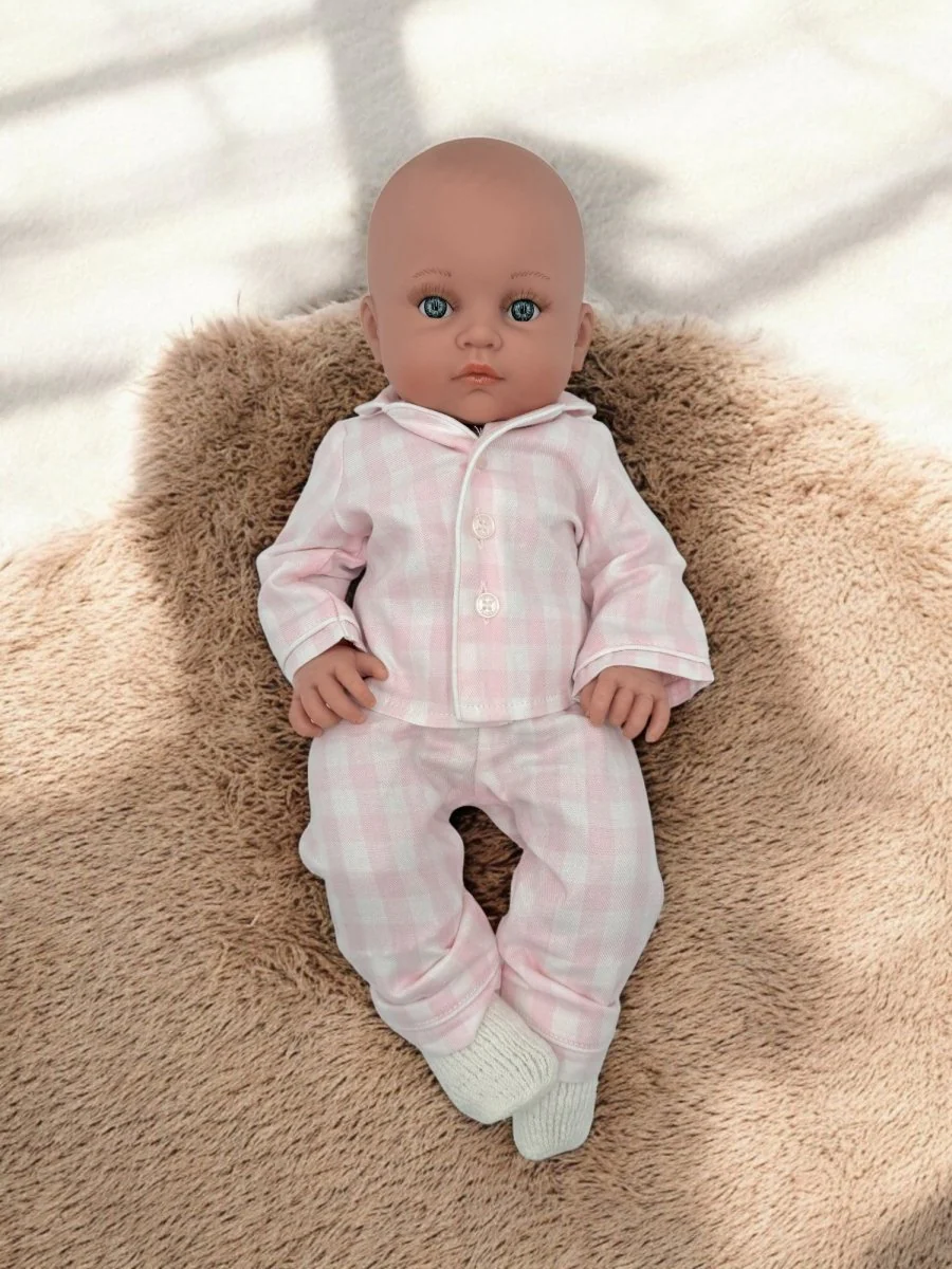 Petite Plume | Doll Pajama Set in Pink Gingham (18" dolls) - Image 7