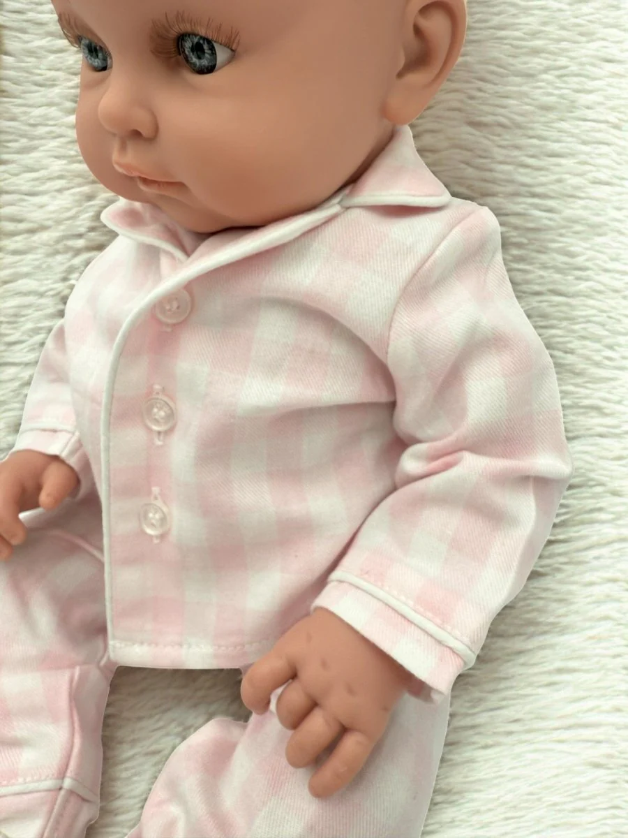 Petite Plume | Doll Pajama Set in Pink Gingham (18" dolls) - Image 8