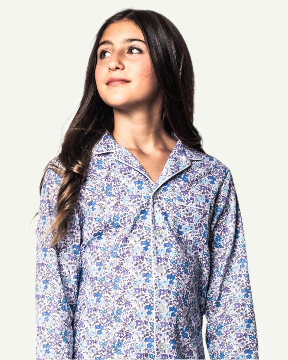 Petite Plume | Kids Pajama Set in Fleur D'Azur - Image 3