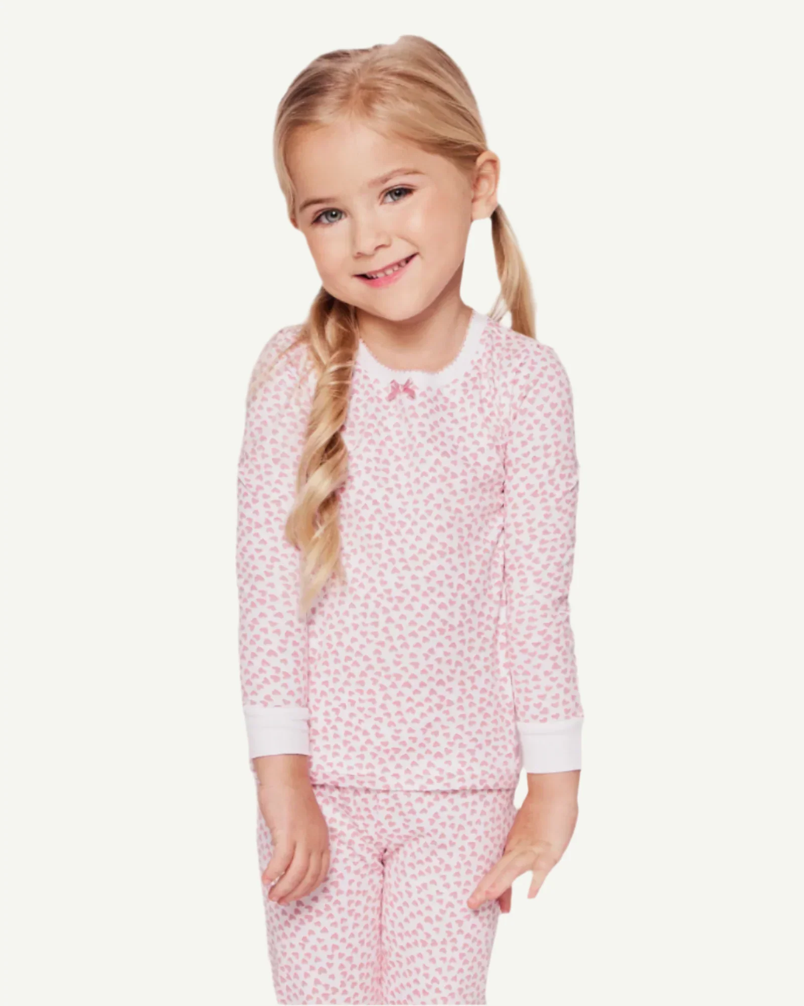 Petite Plume | Kids Pima Snug Fit Pajama Set in Sweethearts - Image 3