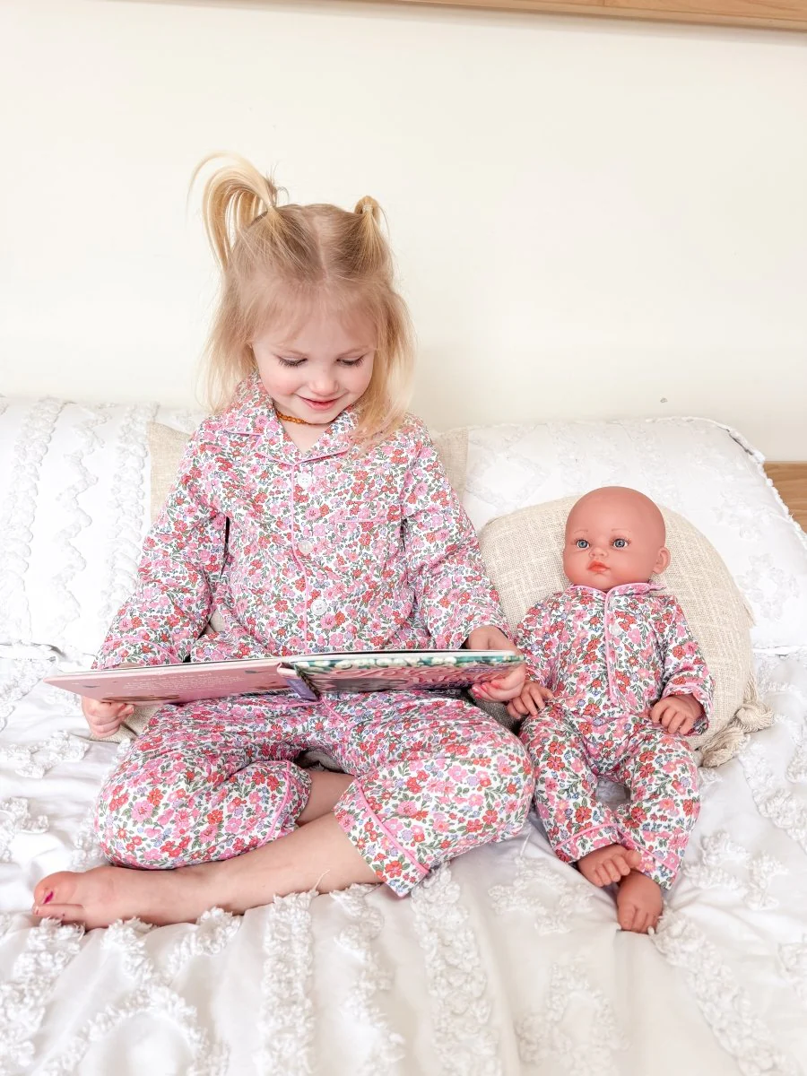 Petite Plume | Kids Pajama Set in Fleurs de Rose - Image 4