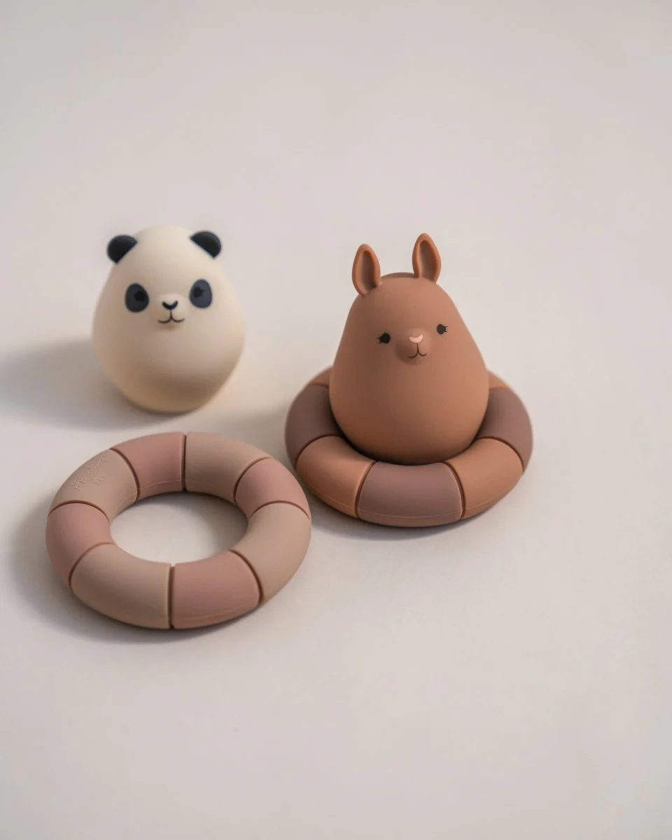 Konges Sloejd | Silicone Bath Toy - Swim Rings Panda Buddies - Image 3