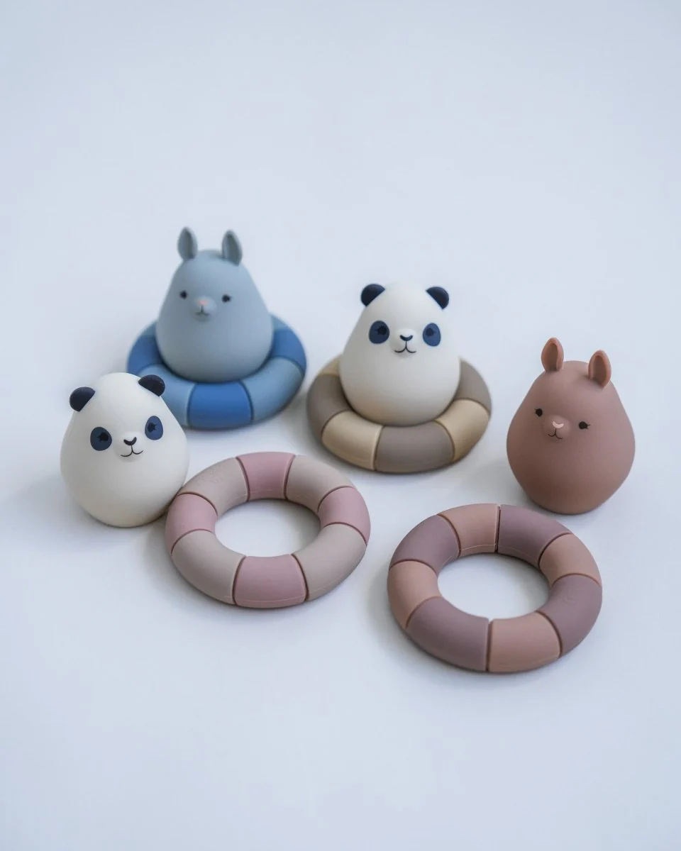 Konges Sloejd | Silicone Bath Toy - Swim Rings Panda Buddies - Image 7