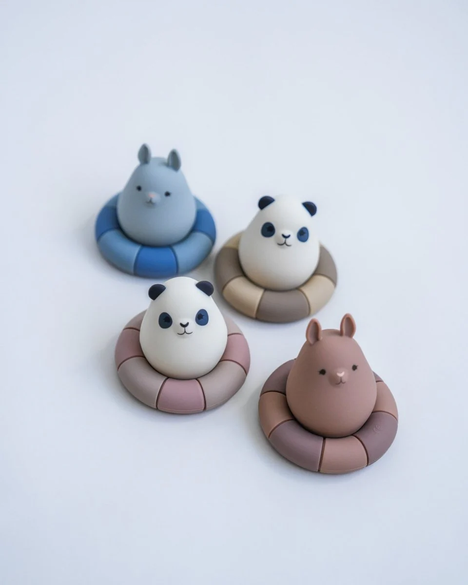 Konges Sloejd | Silicone Bath Toy - Swim Rings Panda Buddies - Image 8