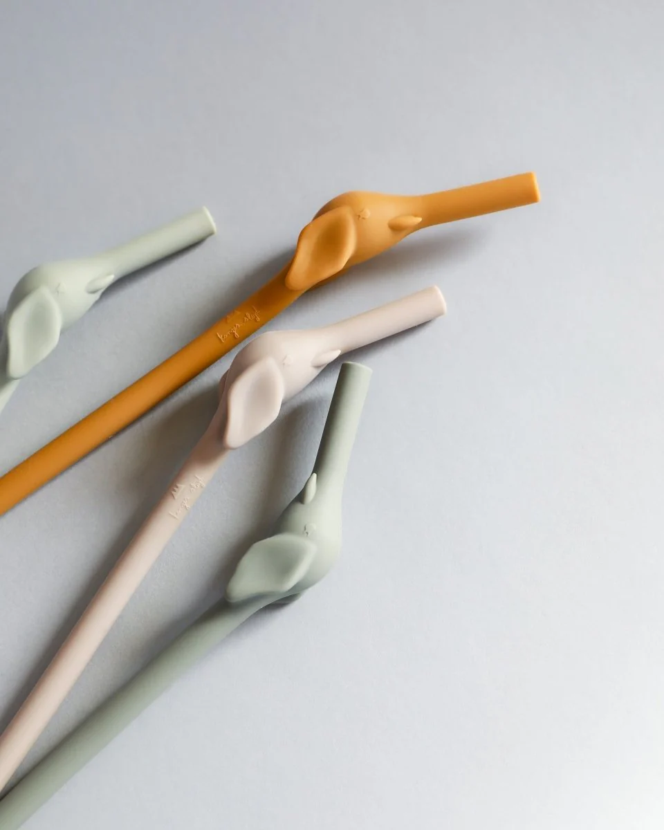 Silicone Elephant Straws - Almond Mix (4 pack) - Image 2