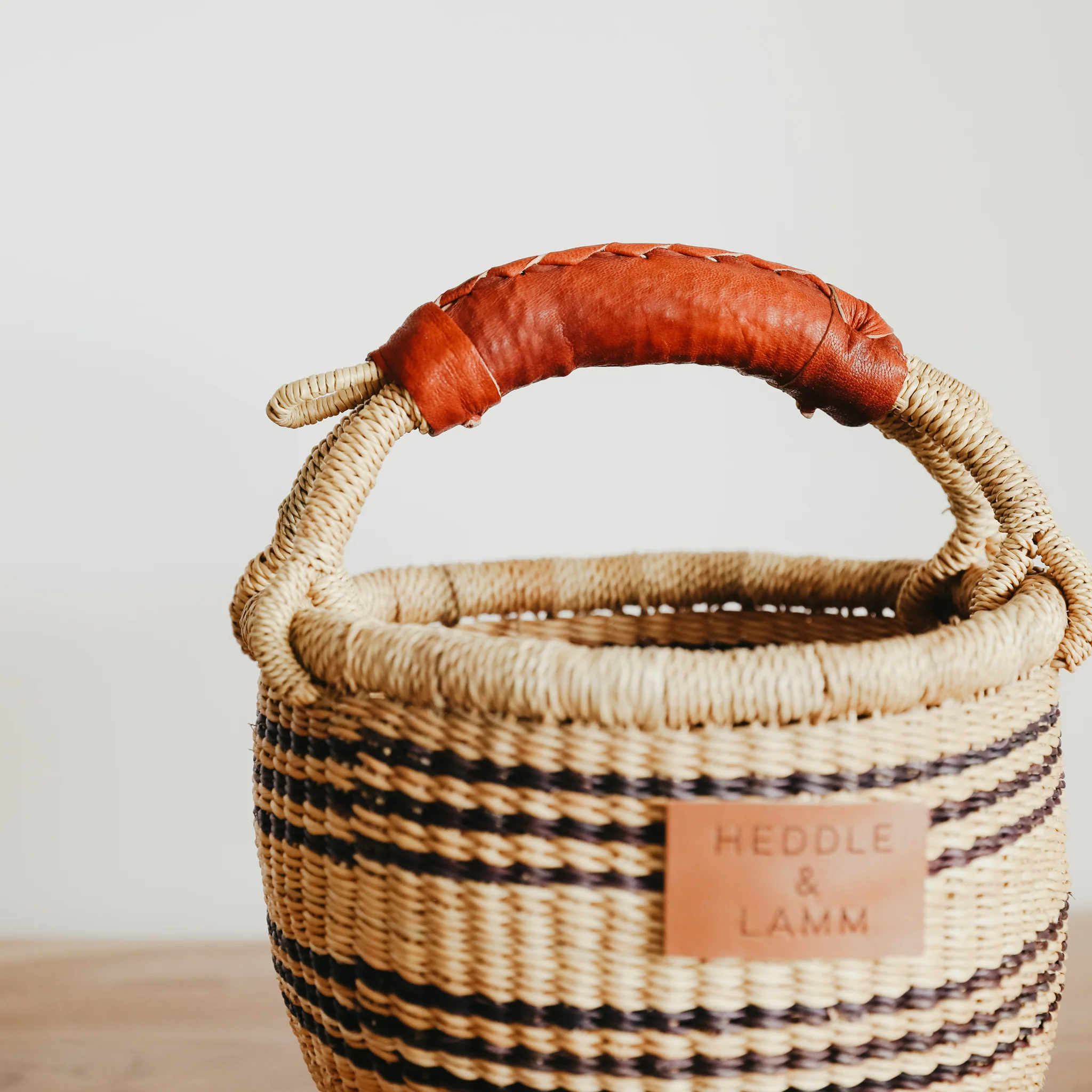 Small Bolga Basket - Blue Stripes - Image 2